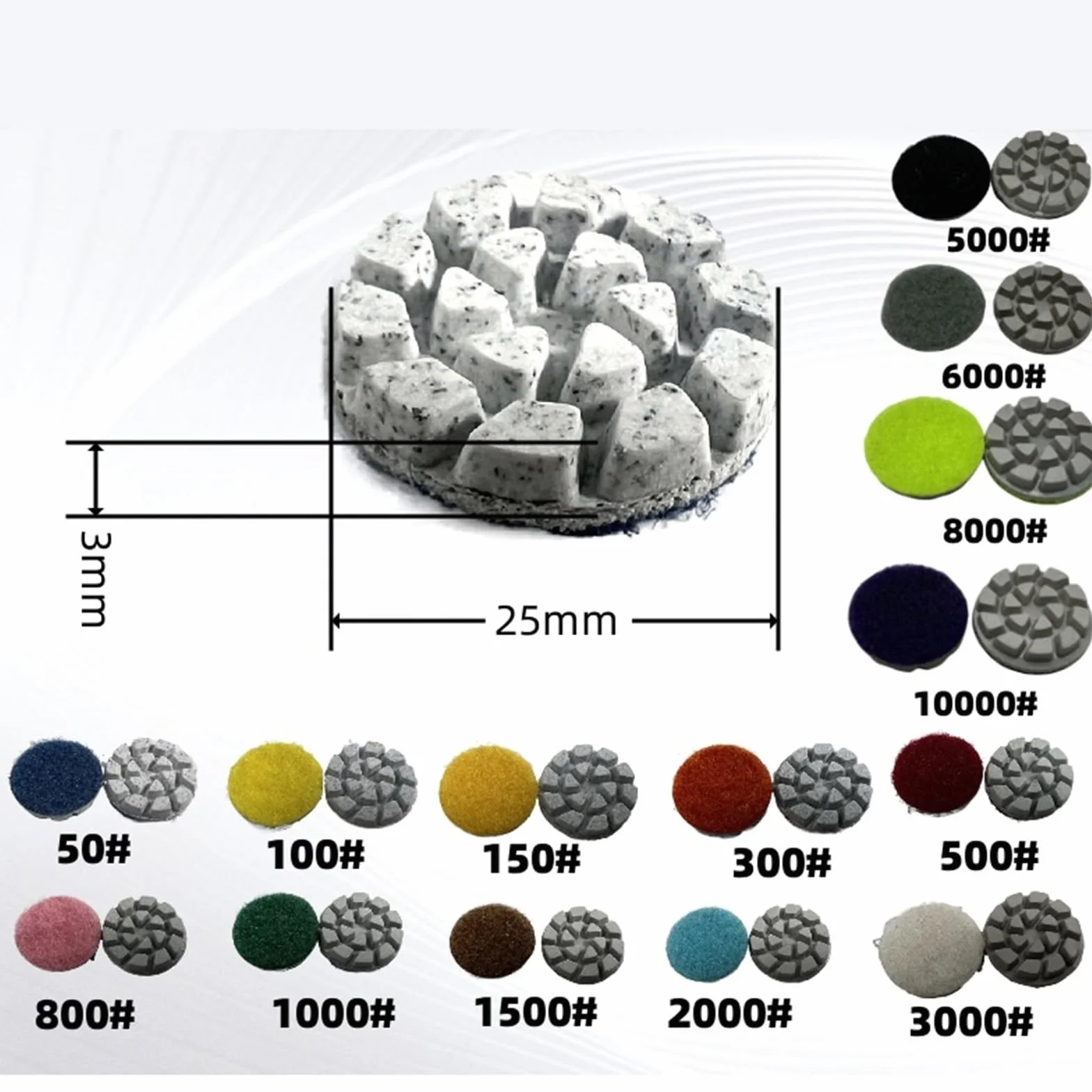 Dischi diamantati lucidatura 25 mm marmo granito pietre preziose autoadesivi resina flessibile 40pcs