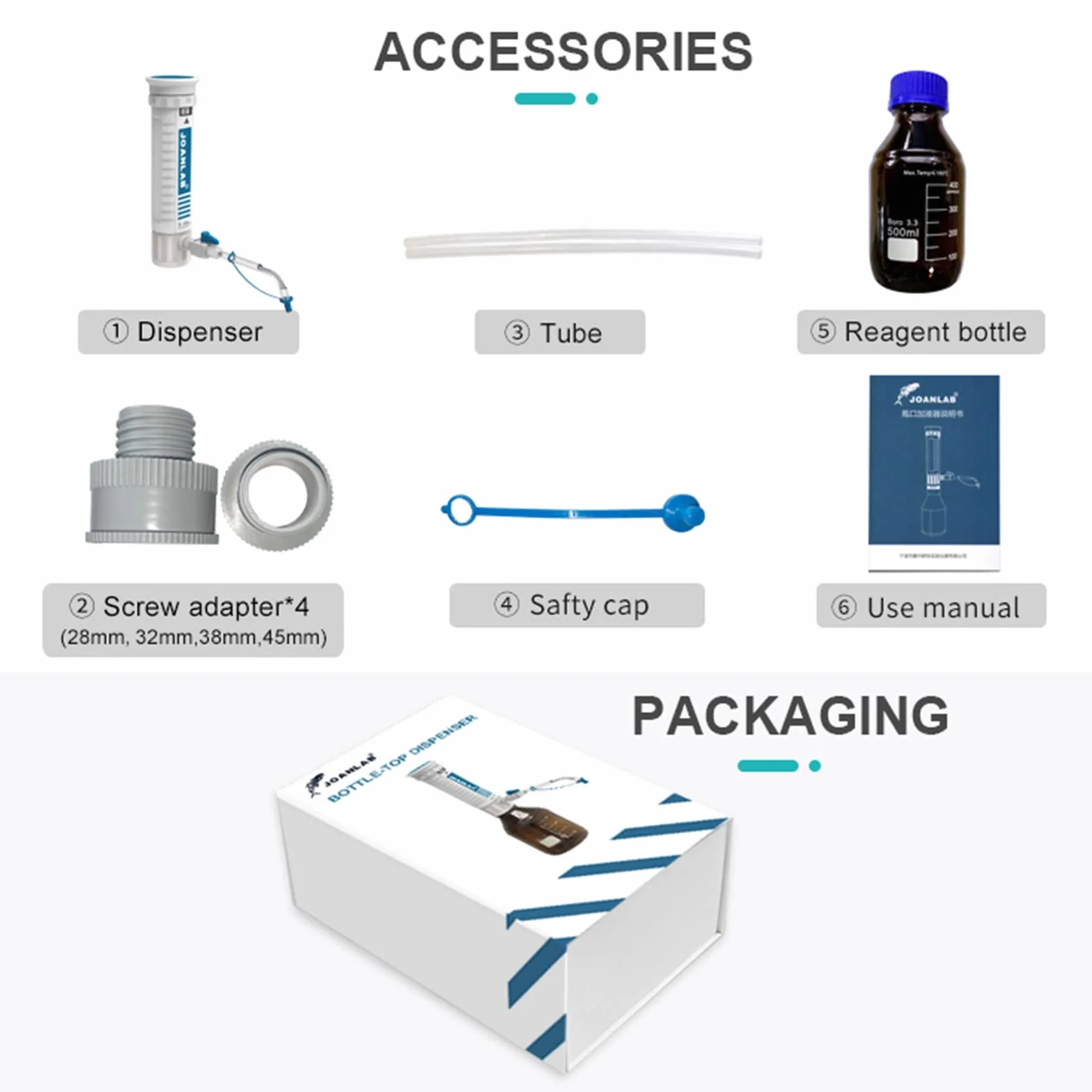 Dispenser da Laboratorio Regolabile 0.4-60ml con Finestra Digitale e Doppia Valvola