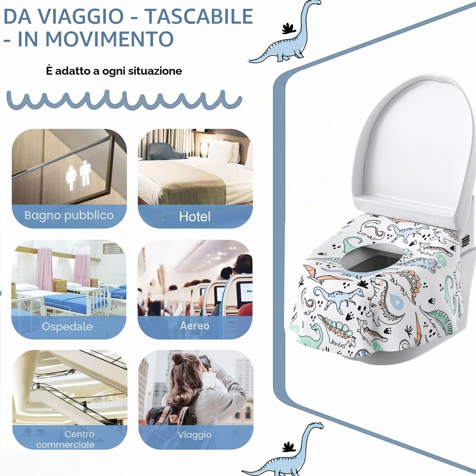 YIHATA 20 Pezzi Copriwater USA e getta per bambini e adulti Coprisedili Monouso per WC Pubblico