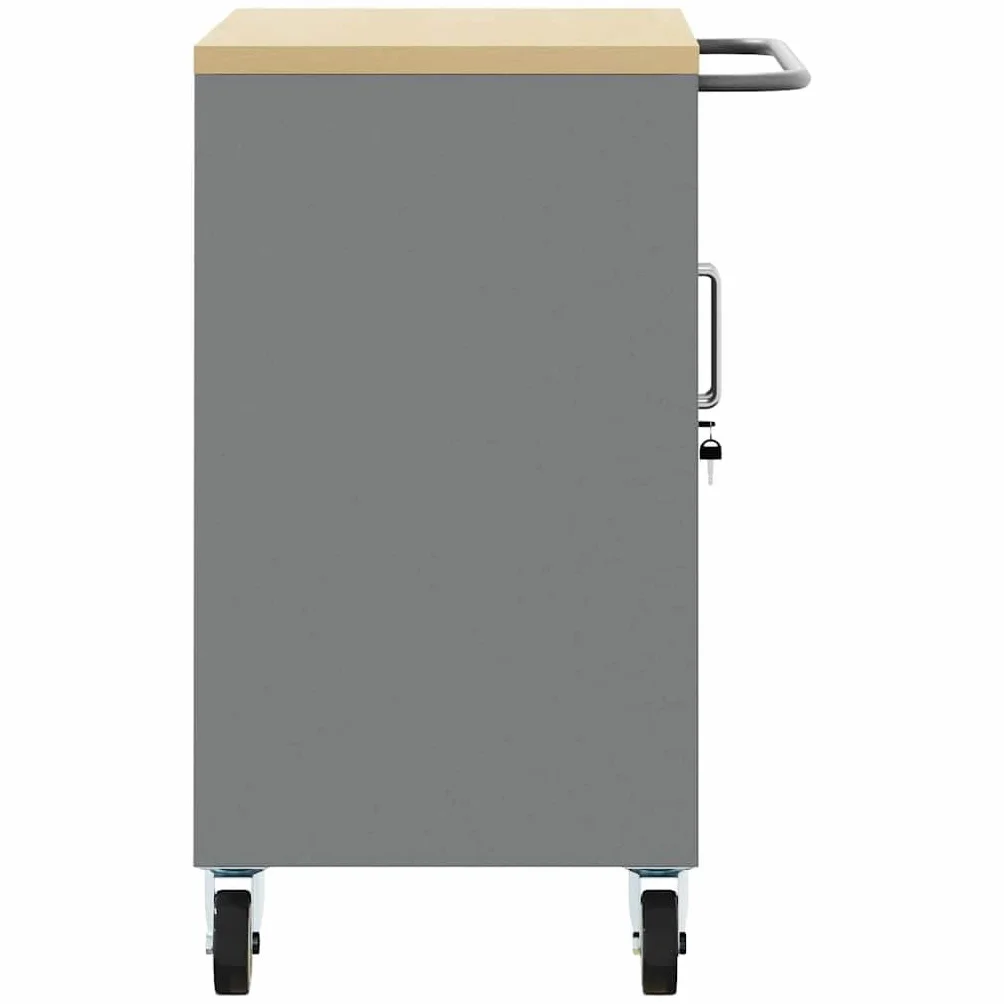 vidaXL Banco da Lavoro con Lo scaffale Nero e Grigio 75 x 45 x 85 cm, Banco da Lavoro, Tavolo Industriale modulare, Resistente con spazi per organizzare Attrezzi e Materiali
