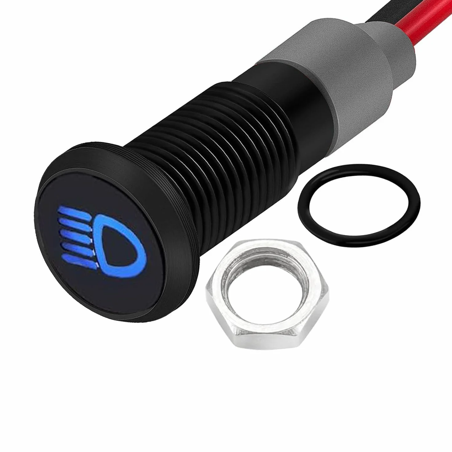 RUNCCI-YUN 12V-24V 8mm LED Pannello Pilota Cruscotto Spia Indicatore Lampada Auto Furgone Barca Indicatore Luminoso Lampada Pilota Cruscotto (Blu）(Indicatore abbaglianti)