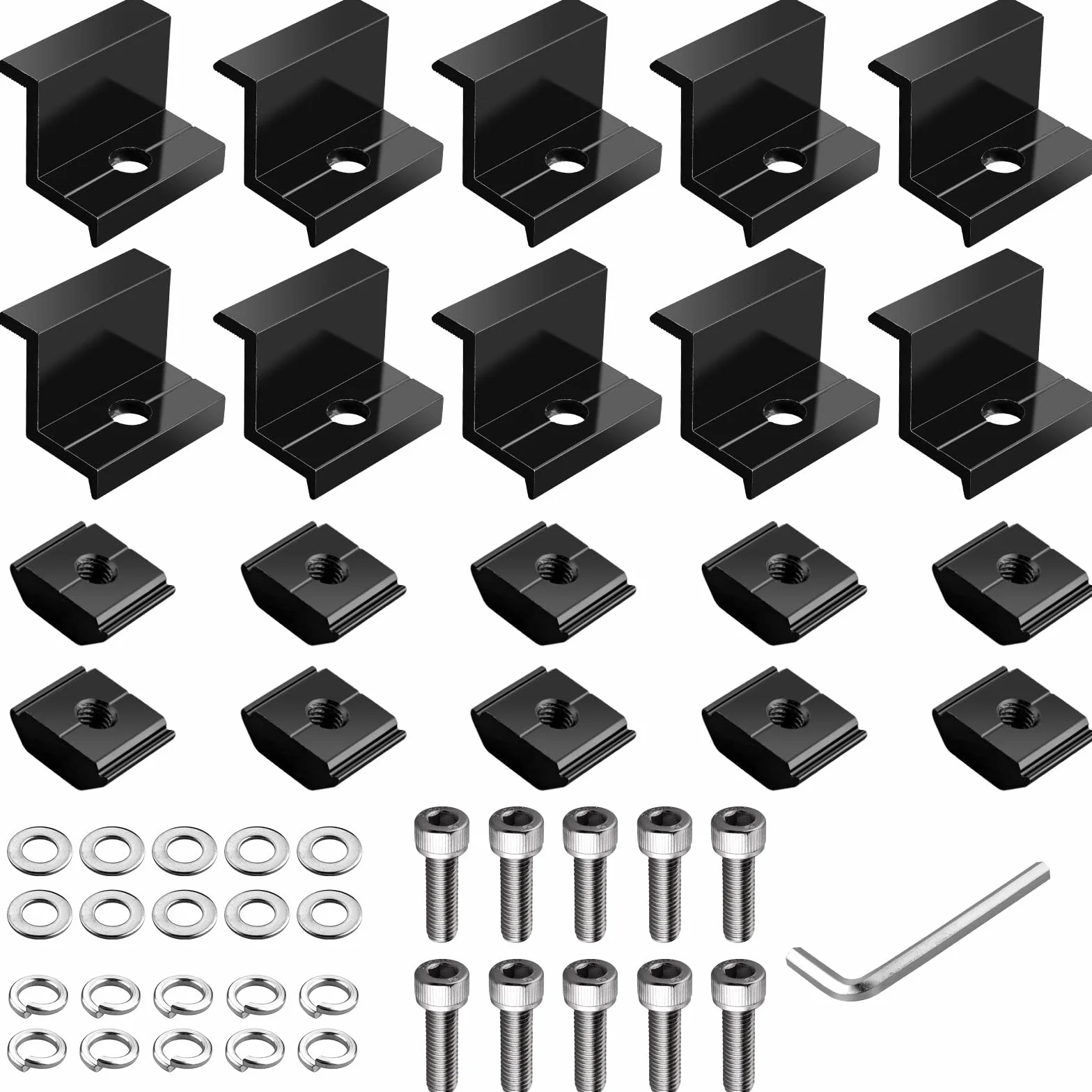 GETLITOOL Z Staffa Montaggio Pannello Solare 30mm Lega Alluminio Set 10 Morsetti Terminali Nero