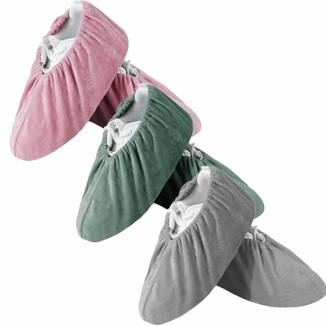 Copriscarpe Lavabili Antiscivolo Resistenti All'usura per Casa Ospiti, 3 Paia (Rosa/Verde/Grigio)