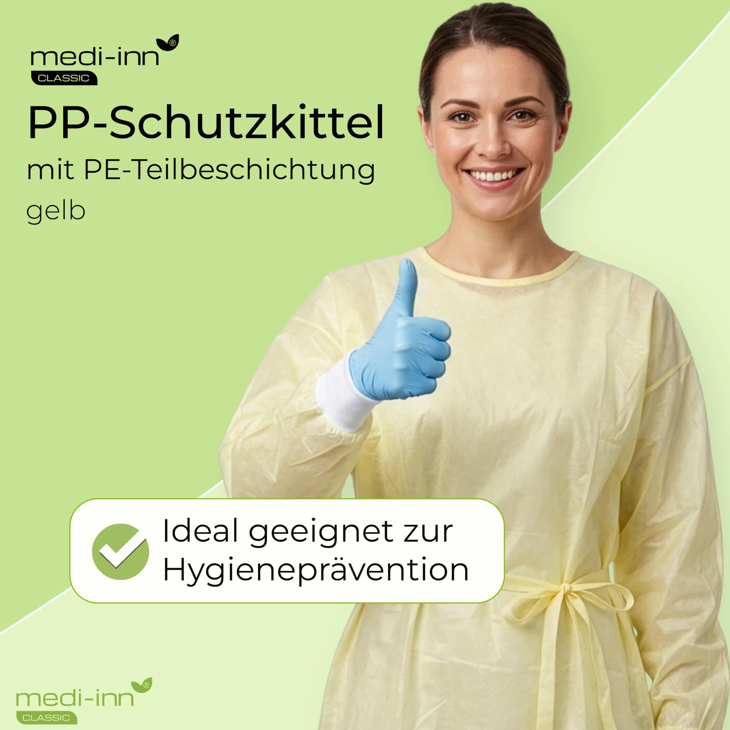 Medi-Inn Schutzkittel Camice Monouso MRSAPp Pe Giallo 139 x 139 cm 10 Pezzo