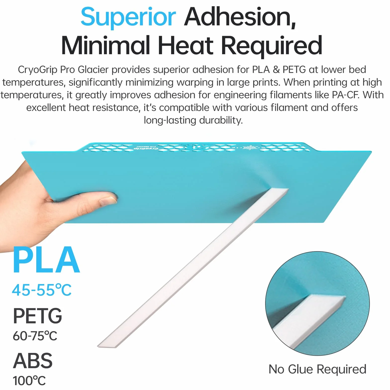 BIQU CryoGrip Pro Glacier-Original Panda Build Plate, Spring Steel Sheet for AD5M/5M Pro/K1/K1C/Ender 3 V3 SE/V3/V2/S1 Pro/V2 Neo/Pro/Kobra 2 Pro/Neptune 3 Pro 3D Printers, Firm Adhesion, 235x235mm
