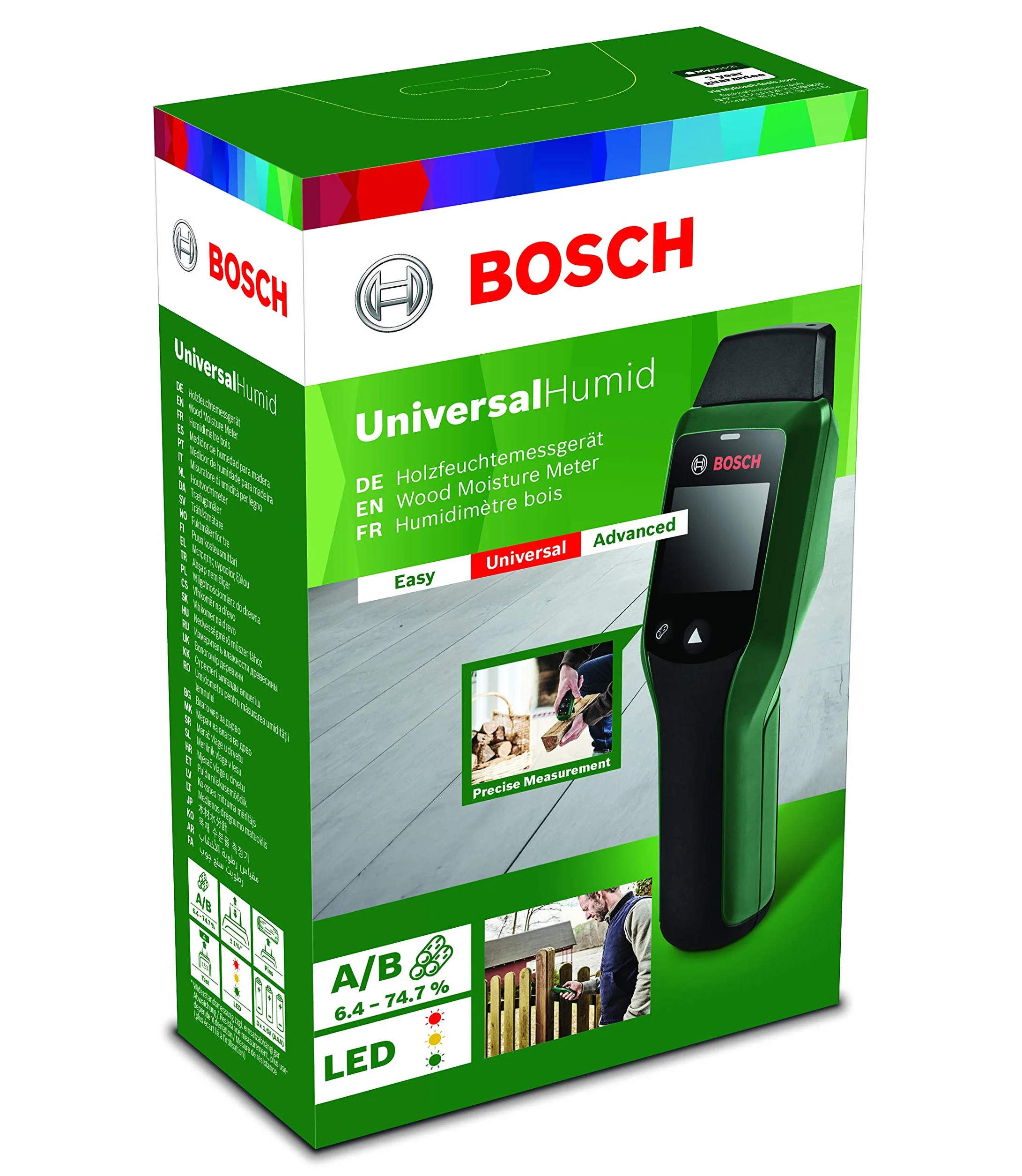 Bosch UniversalHumid misuratore di umidità con selezione del gruppo di legno e LED semaforico