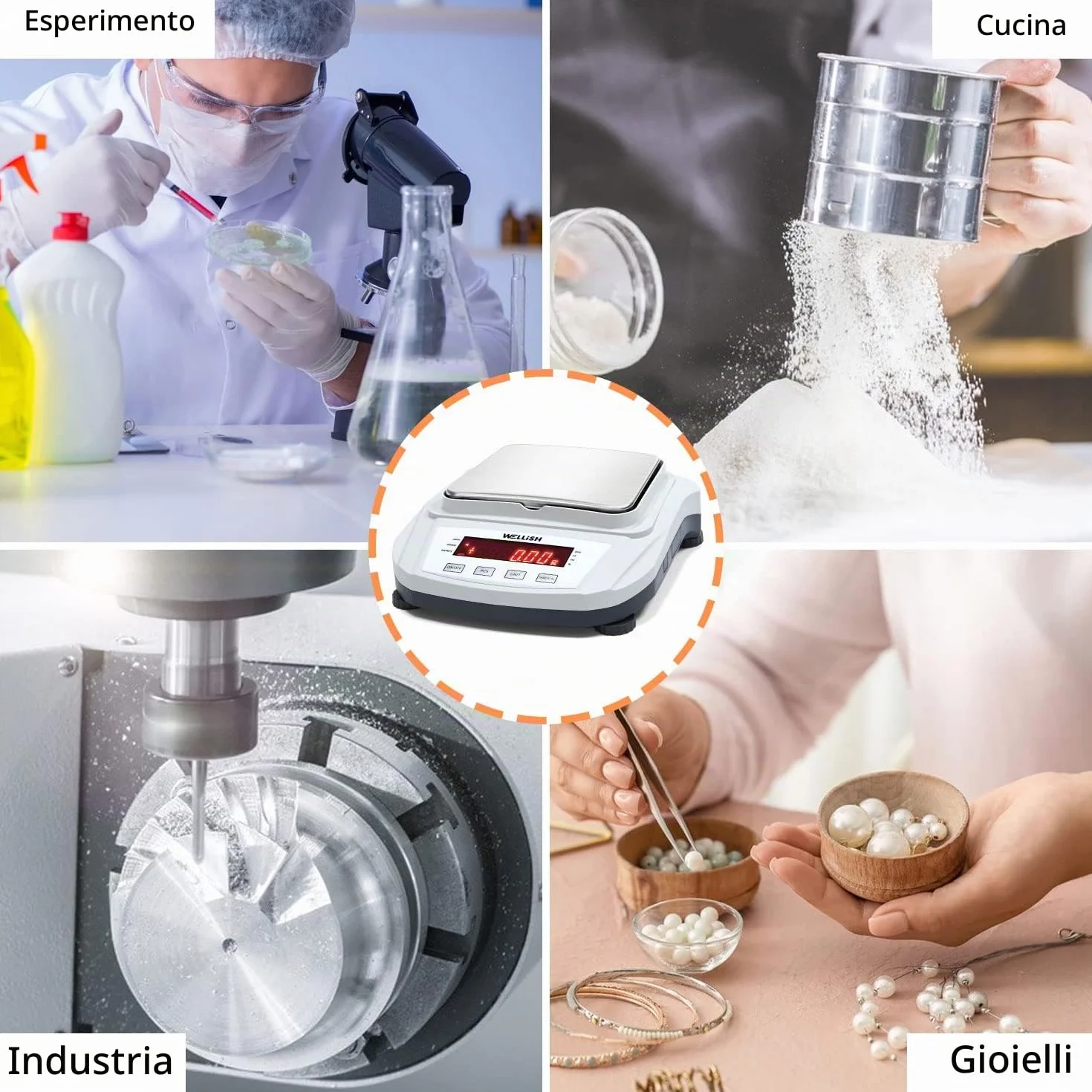 WELLiSH Bilancia da Laboratorio di Precisione 2000g 0,01g Bilancia Digitale di Precisione Certificazione CE con Funzione di Conteggio LCD Retroilluminato per Laboratorio Scolastico Farmacia