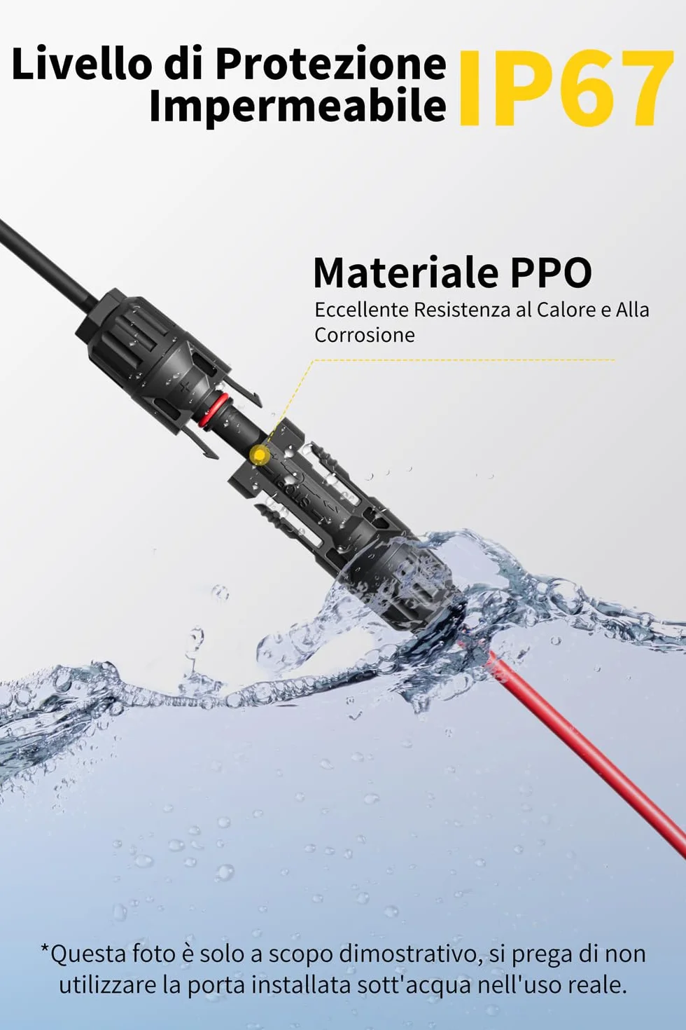Cavo Solare 4mm² 6mm² IP67 Prolunga Pannelli Solari 3M