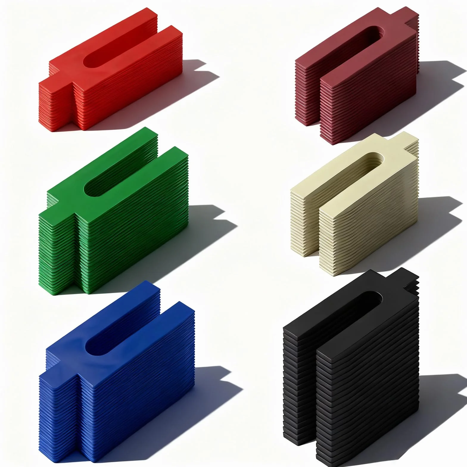 Spessori in Plastica 150 Pezzi Distanziatori 1-6 mm Cunei per Porte 6 Colori