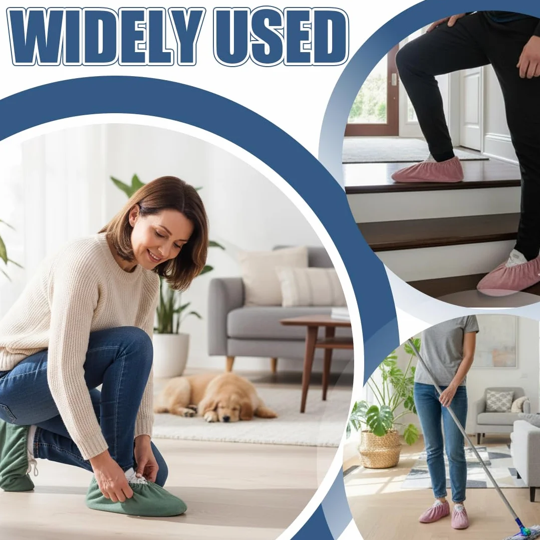 Copriscarpe Lavabili Antiscivolo Resistenti All'usura per Casa Ospiti, 3 Paia (Rosa/Verde/Grigio)