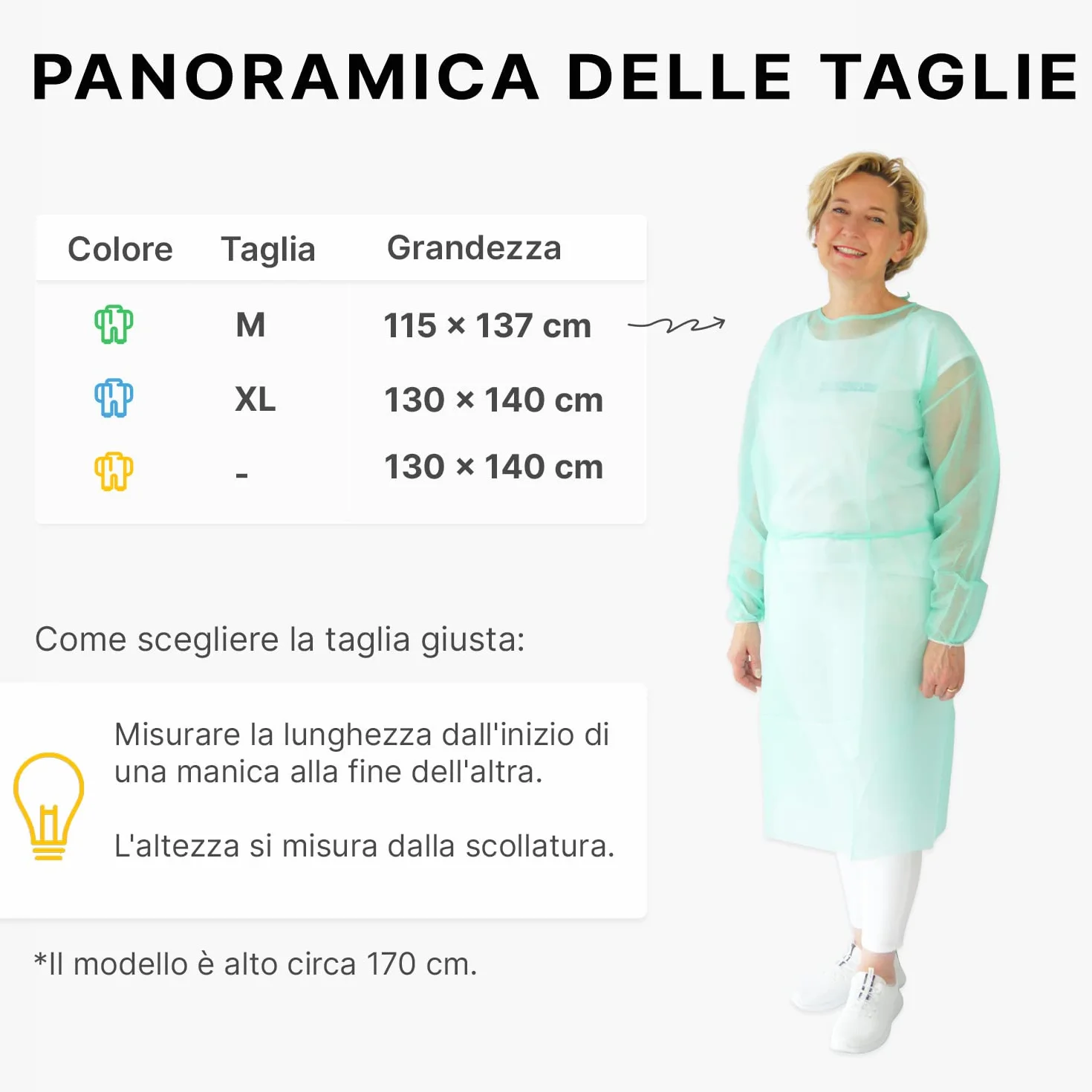 ARNOMED Camici monouso PP verde M 115x137cm 10 sztuk 23g/m²