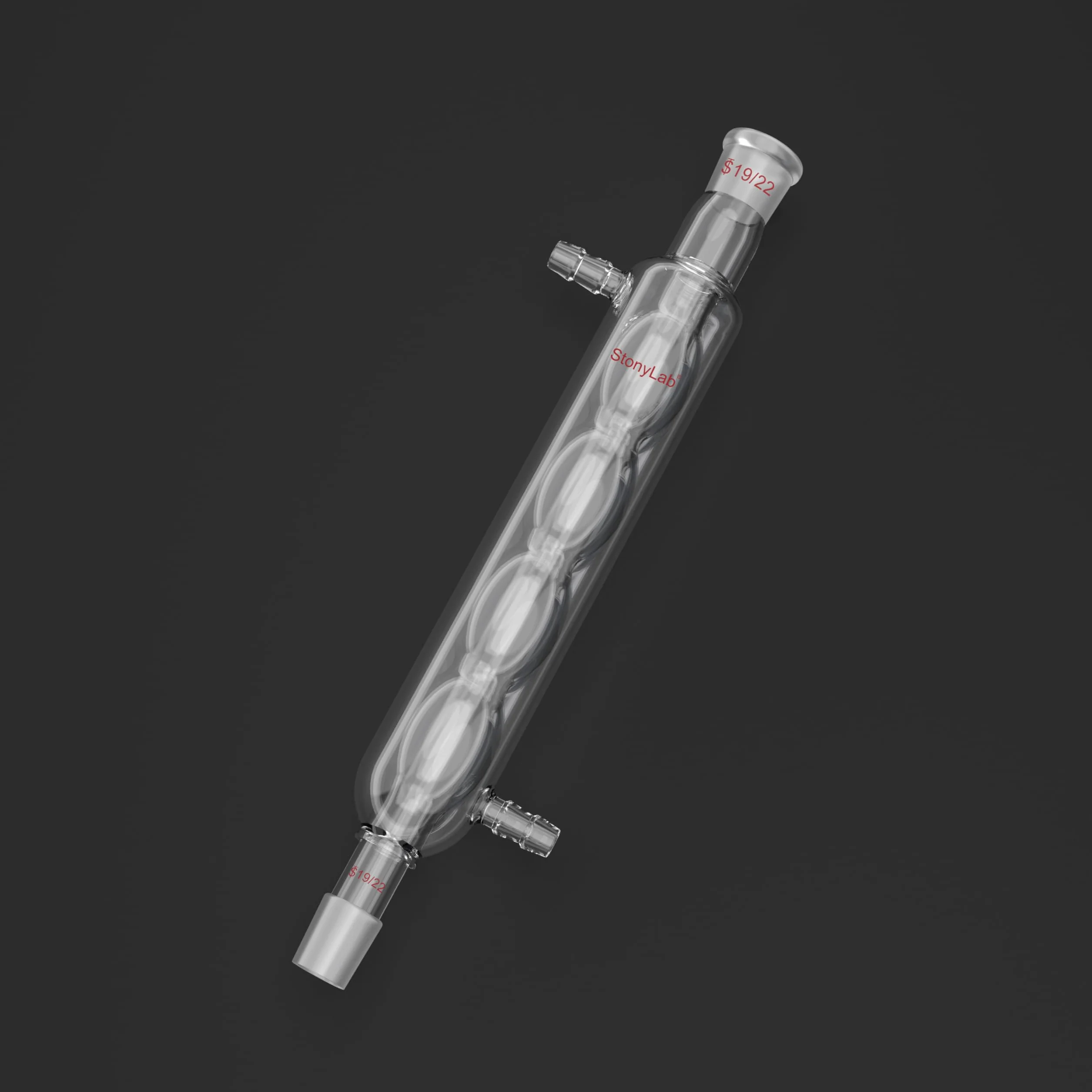 stonylab Condensatore Allihn con Giunti 19/22, Condensatore da Laboratorio in Vetro Borosilicato per Distillazione, Riflusso, Esperimenti di Chimica, Lunghezza Camicia a Spirale 200 mm
