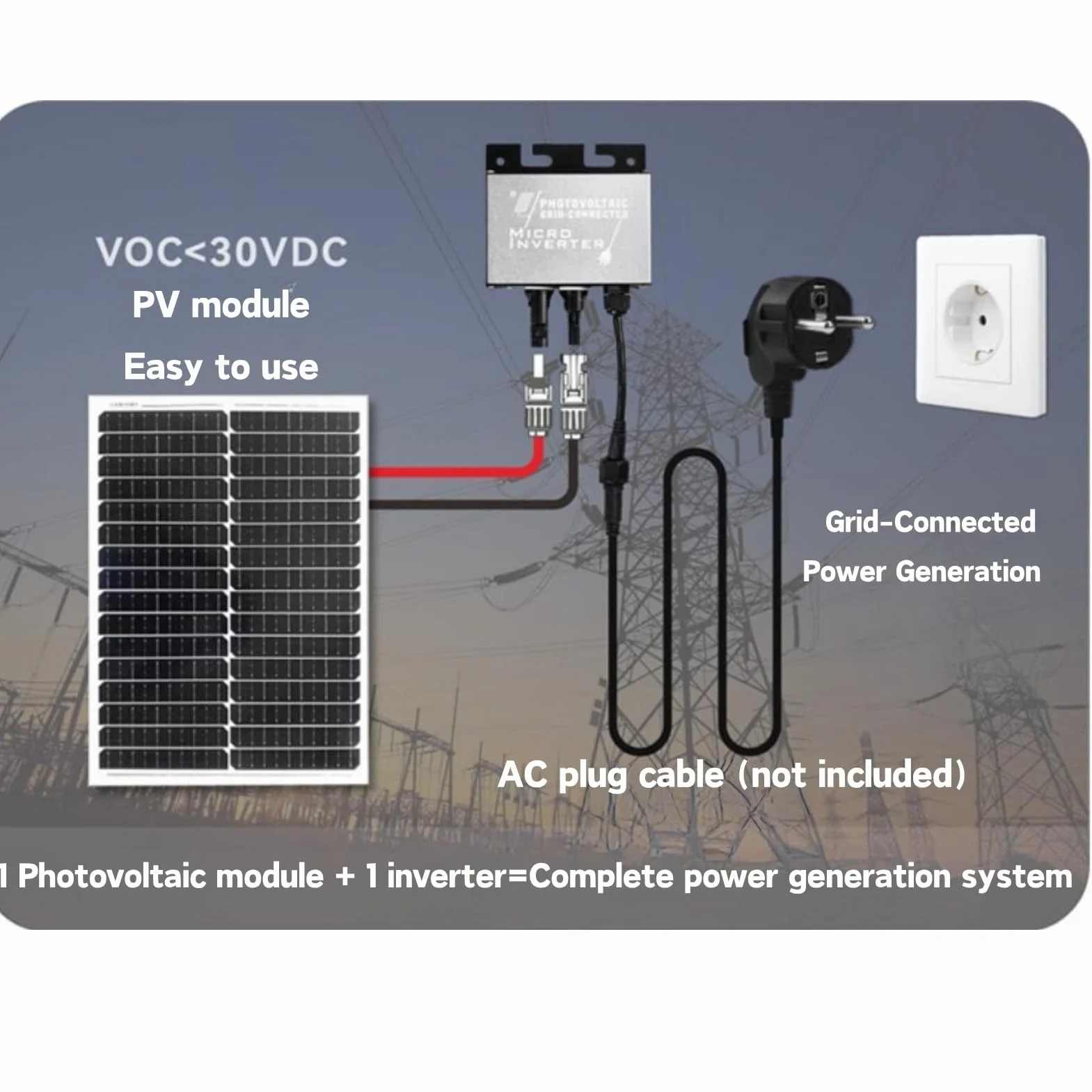 Micro Inverter MPPT Microinverter, Impermeabile IP45 in Lega di Alluminio per Uso Residenziale e Commerciale