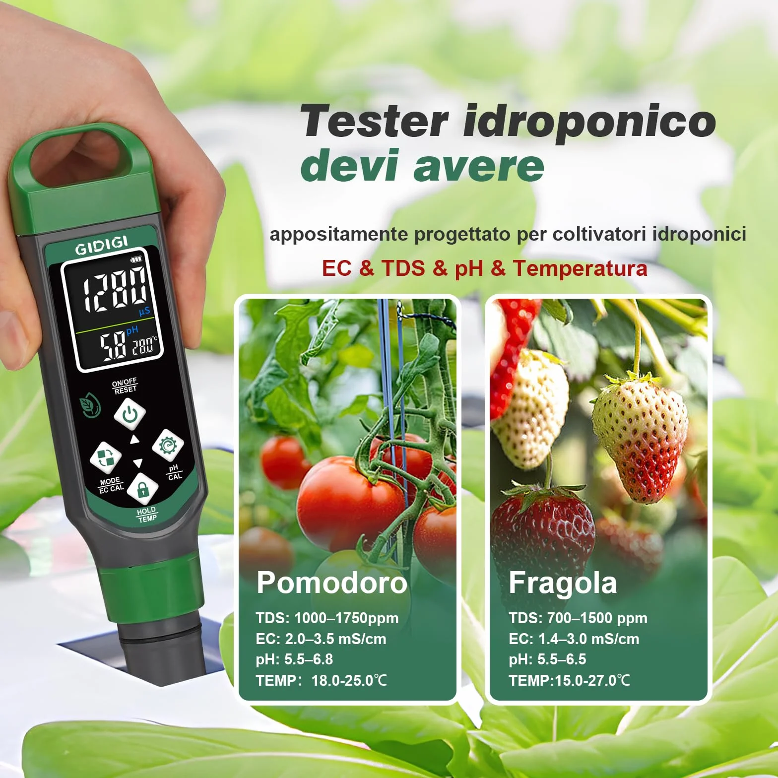 Misuratore di pH digitale 4 in 1 tester PPM per acqua EC TDS temp penna per test qualità dell'acqua idroponica piscina