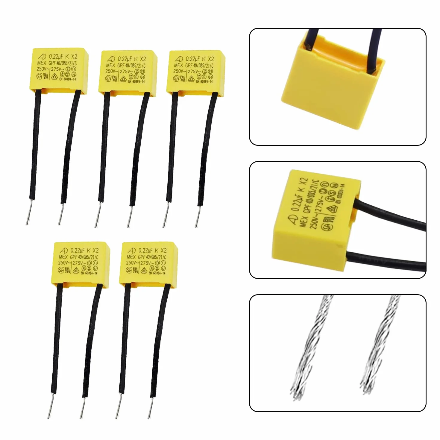Condensatori 0.22uF 275V X2 Condensatore di Sicurezza 20 Pezzi