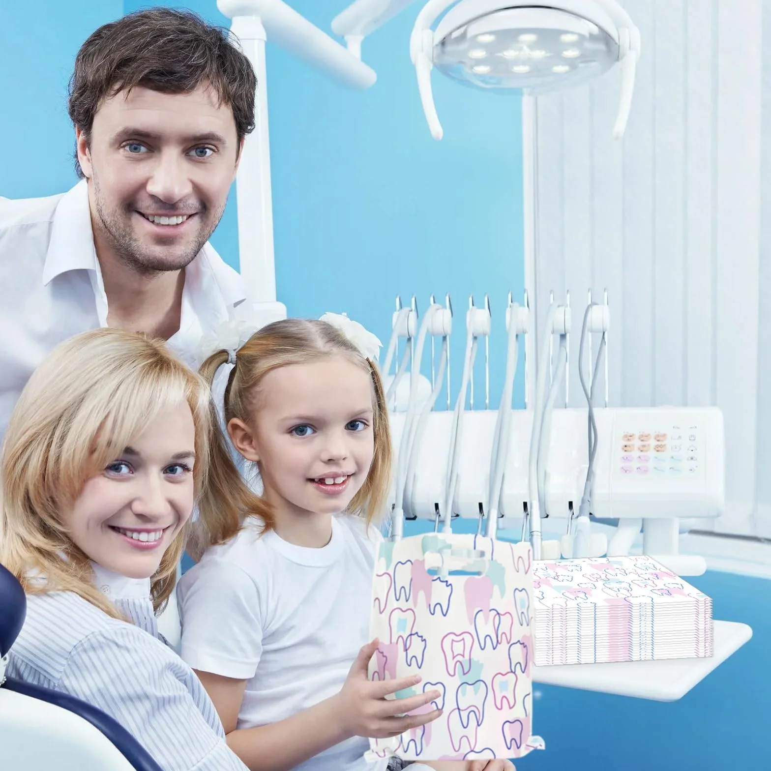 Sacchetti dentali con manici 21 x 24 cm, confezione da 50 per studi dentistici
