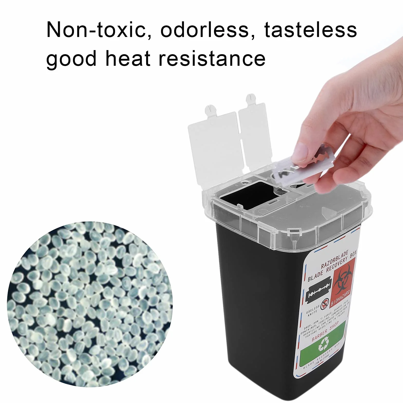 Contenitore per Lame in Plastica Resistente Agli Agenti Chimici, Smaltimento Lame, Nero