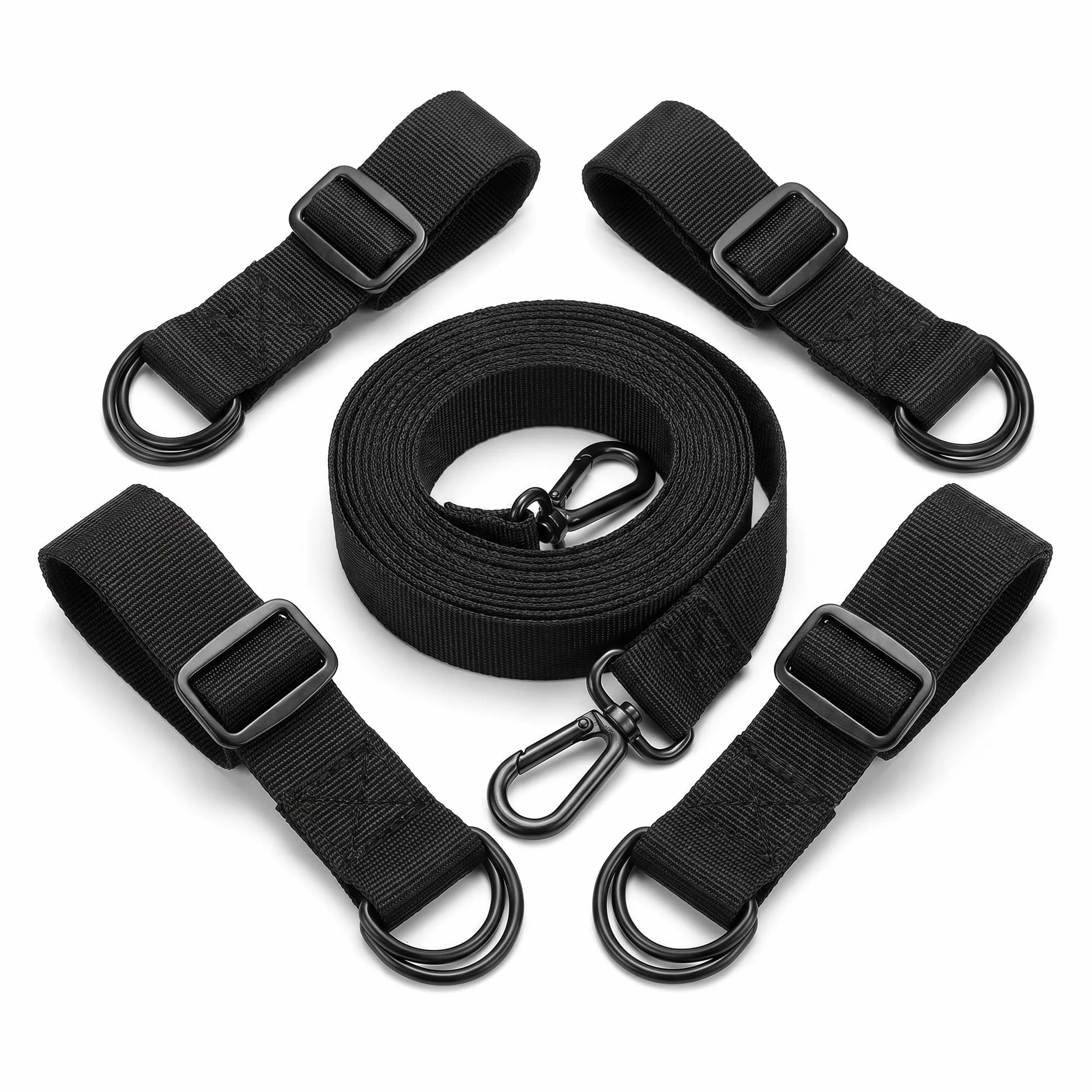 Kit di 5 cinghie antivento per ombrello, corda di fissaggio regolabile in poliestere con fibbia per esterni, patio, ombrellone, anti-oscillazione, per dispositivo stabilizzatore, nero