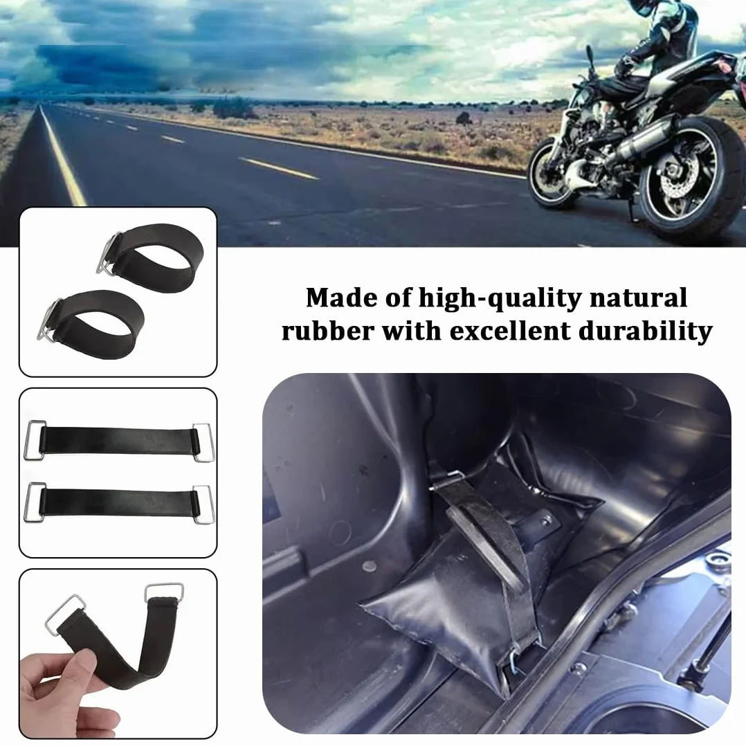 2 Pezzi Cinturino elastico in gomma per batteria Cinghie per Batteria Antiscivolo Elastico Cintura elastica per moto supporto batteria fascia in gomma montaggio per motociclette