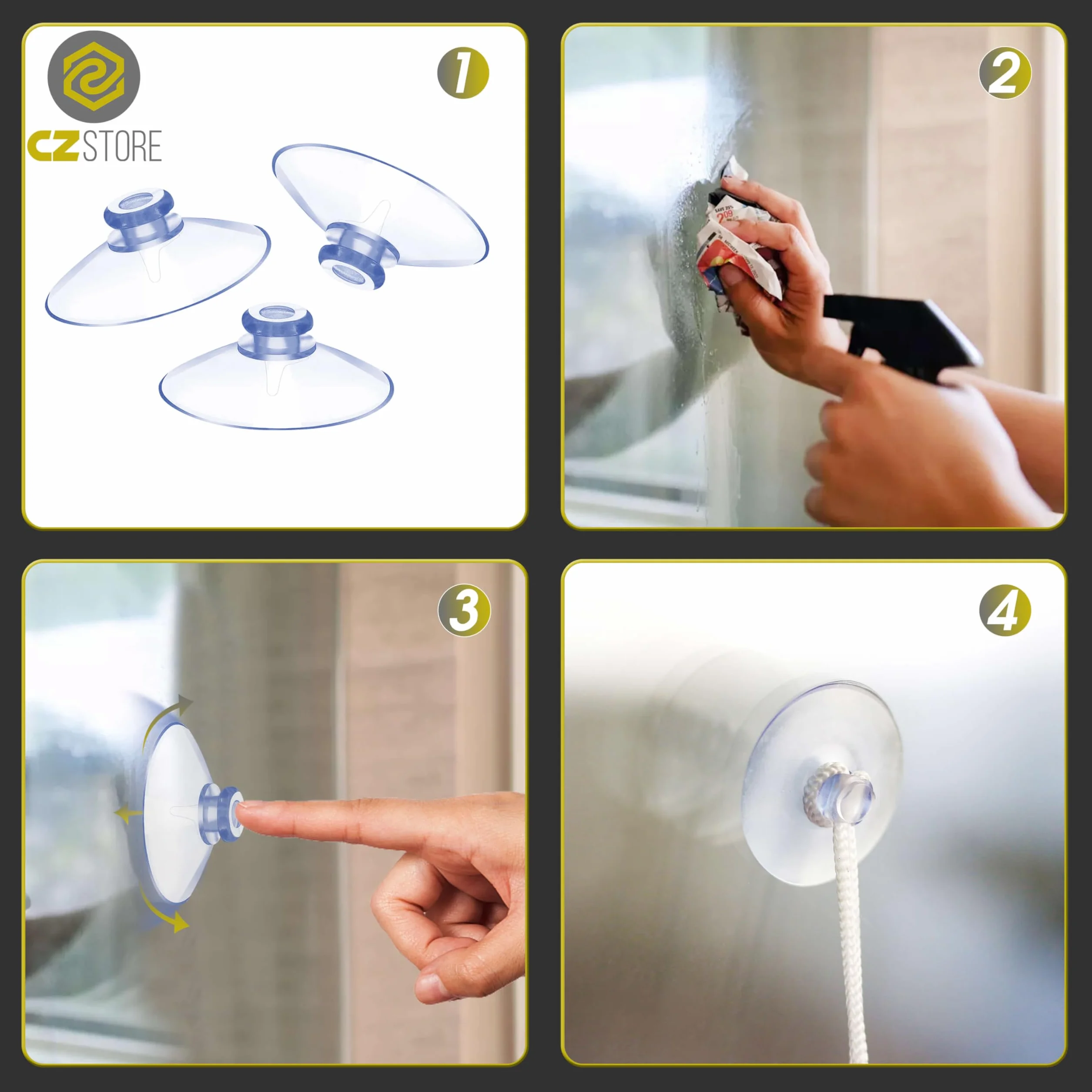 Mini Ventose -✮GARANZIA A VITA✮- 20 PEZZI - Ventose Trasparenti in PVC - Ventosa 20 MM, Riutilizzabile, Senza Gancio, Linguetta a Fungo - Appendini adesivi per Specchi, Vetro, Finestre