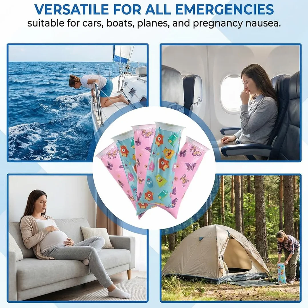 Sacchetti Vomito Monouso Emesis Anti-Perdita 10 Pezzi per Bambini Adulti Viaggio Auto