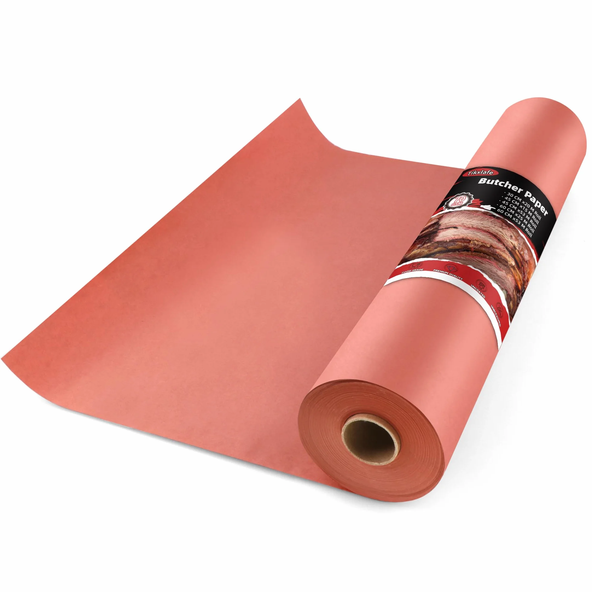 Carta da macellaio rosa rotolo da 53 m, carta kraft per BBQ - larghezza 60 cm L'originale carta da macellaio per risultati di cottura perfetti per BBQ Smoker Grill (60cm×53 Meter rotolo)