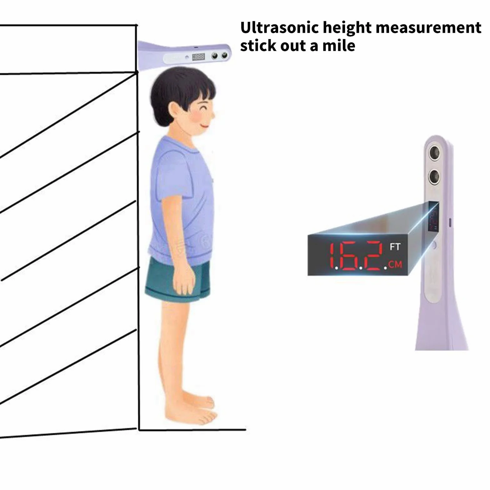 Easy Carry Misuratore di Altezza Ad Ultrasuoni Con Batteria Ricaricabile Alta Altezza Della Lama Di Precisione Per Uso Casa E Palestre