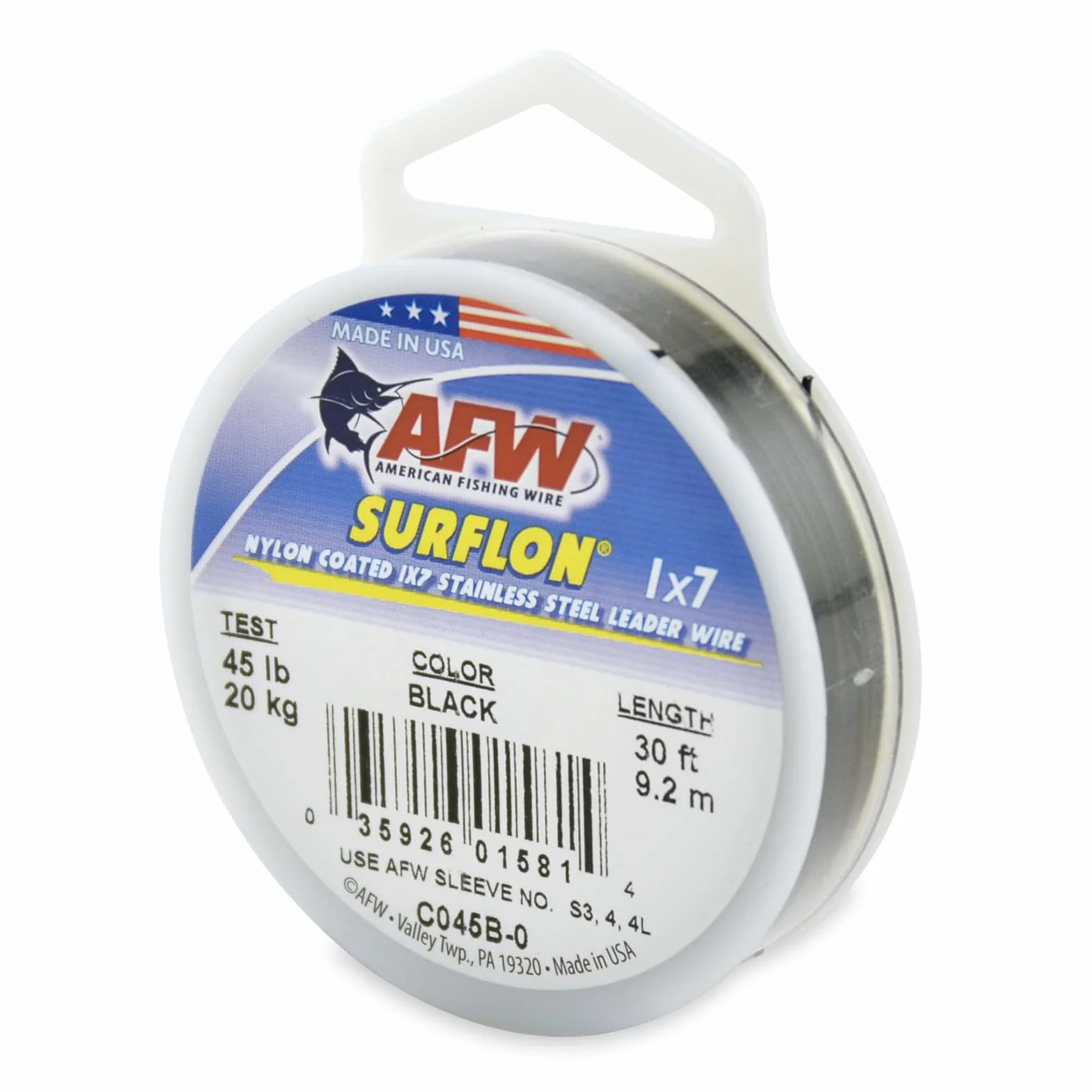 American Fishing Wire Surflon Nylon Rivestito 1x7 Acciaio Inossidabile Leader Wire Pesca Acqua Salata Test 113,4 kg 9,1 m
