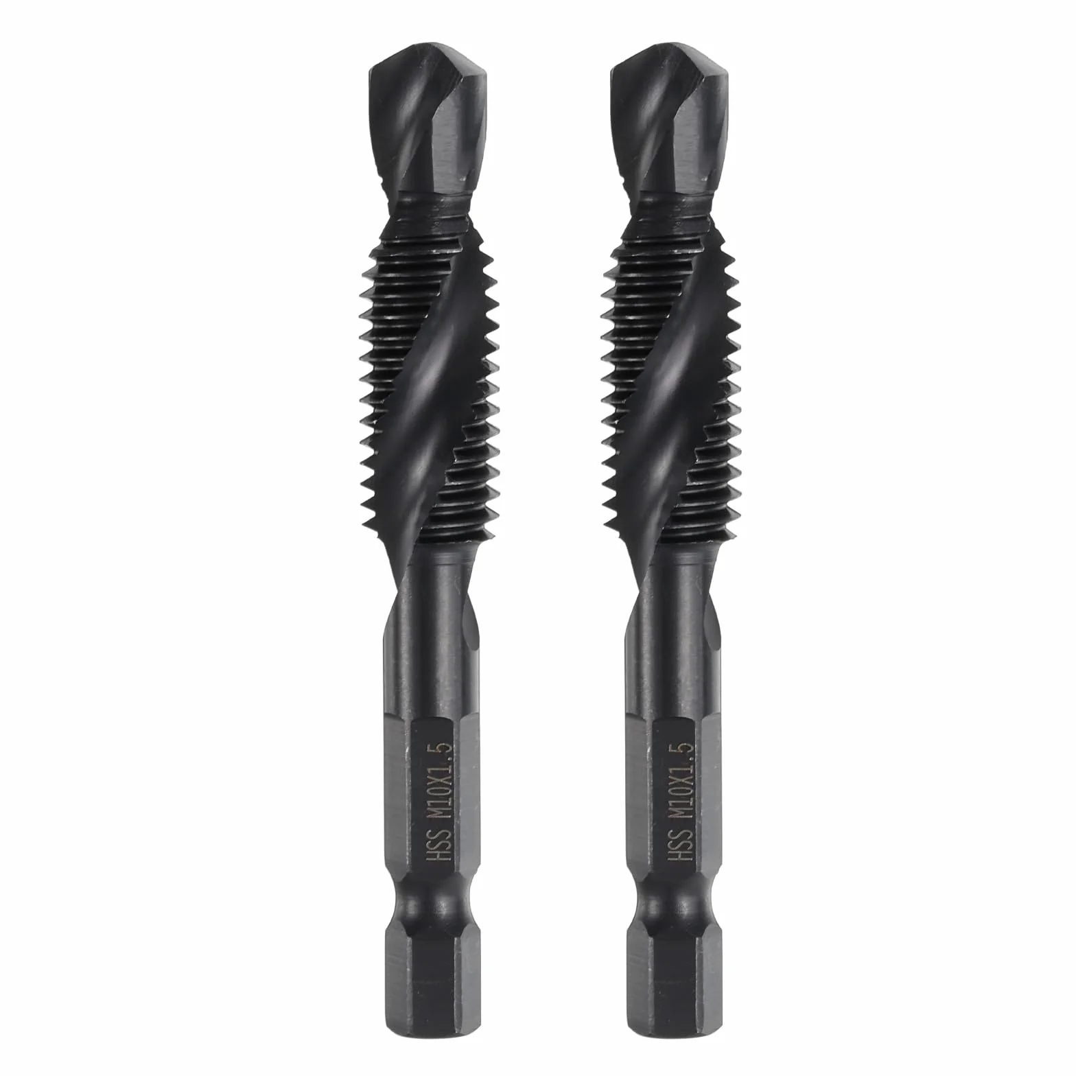 QUARKZMAN 2pz Trapano Maschio Combinati M10 x 1.5 Filettatura 1/4" Esagonale Rivestiti Nitruro Acciaio Alta Velocità 4341 Kit Foratura