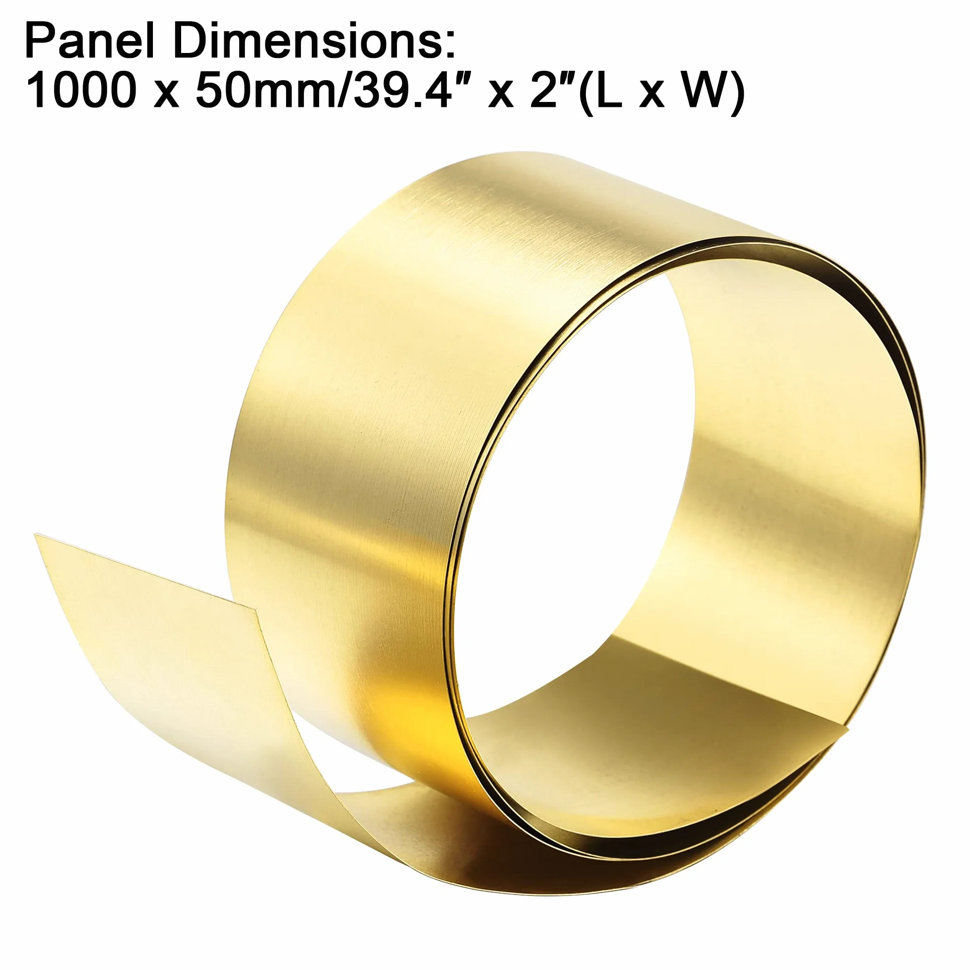 PATIKIL 1000mm x 50mm x 0.2mm Ottone Lastra Rotolo, 1pz Metallo Lamina Lastra per Fai da Te Progetti, Ottone Tono