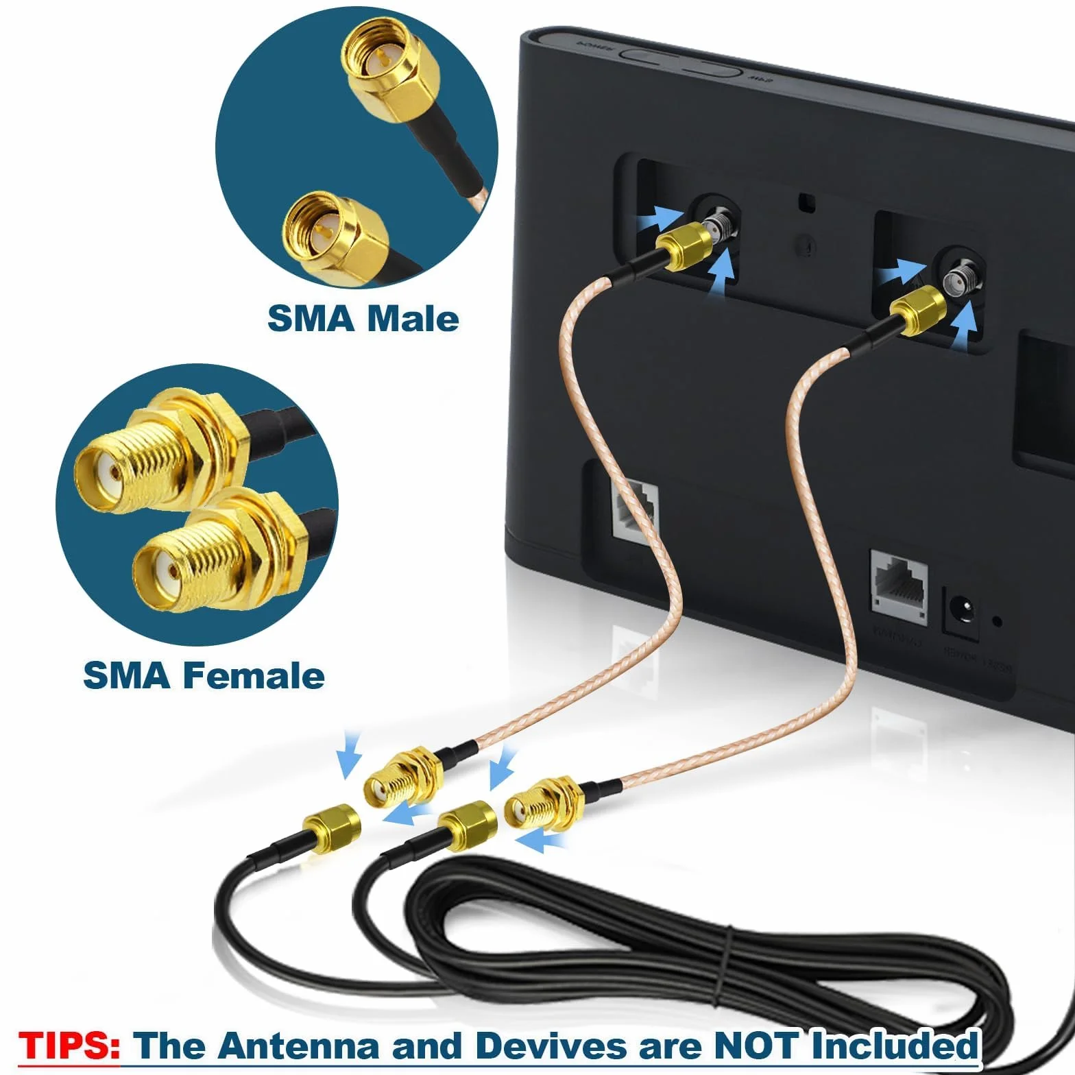 Bingfu Cavo SMA Prolunga Antenna 4G 5G 30cm Maschio Femmina Montaggio Paratia RG316 Coassiale 2 Pezzi