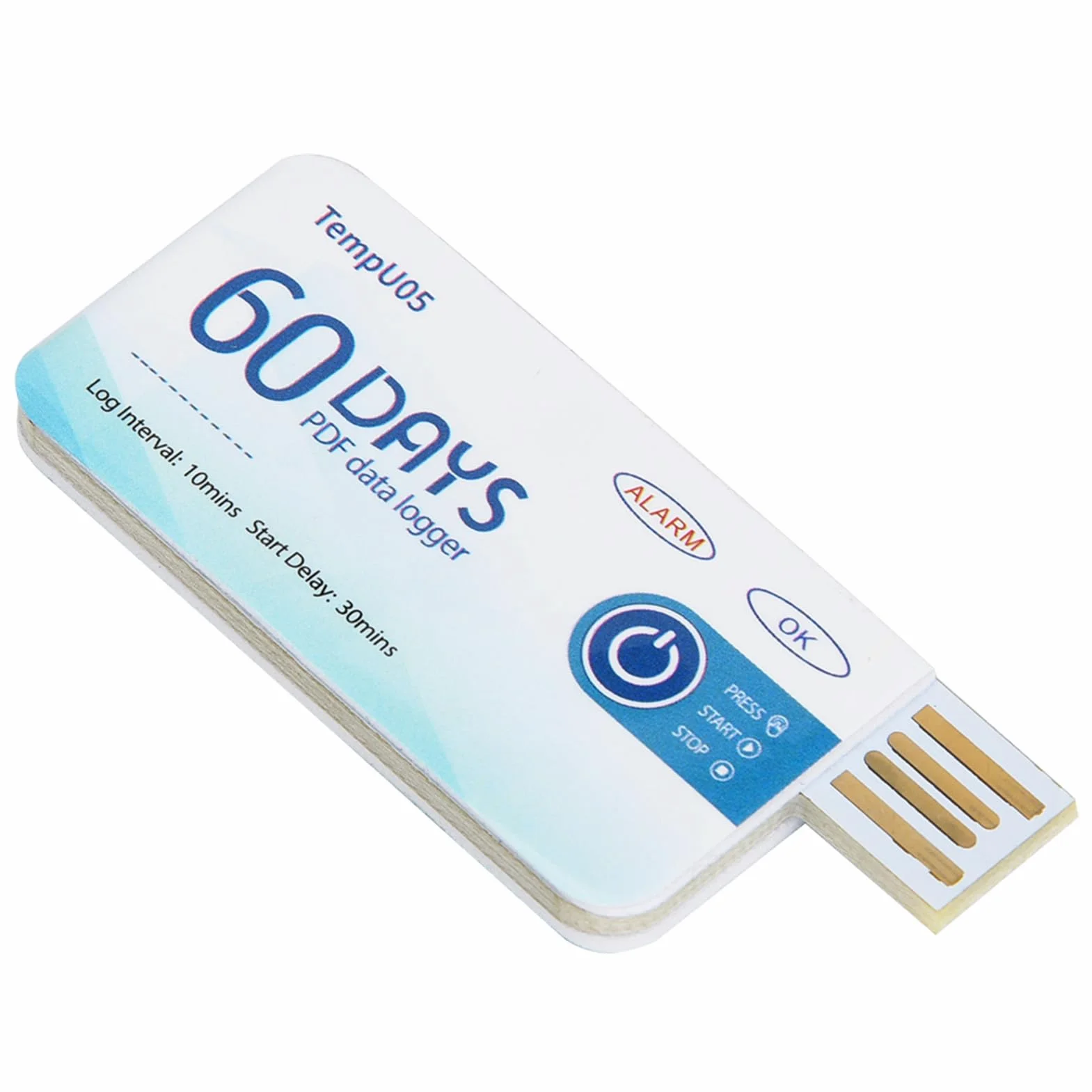 TempU05 Registratore Dati Temperatura Monouso con USB Genera Rapporto PDF per Monitoraggio Farmaci Alimenti Prodotti Chimici Strumento Registrazione Portatile per Trasporto e Conservazione Sicura