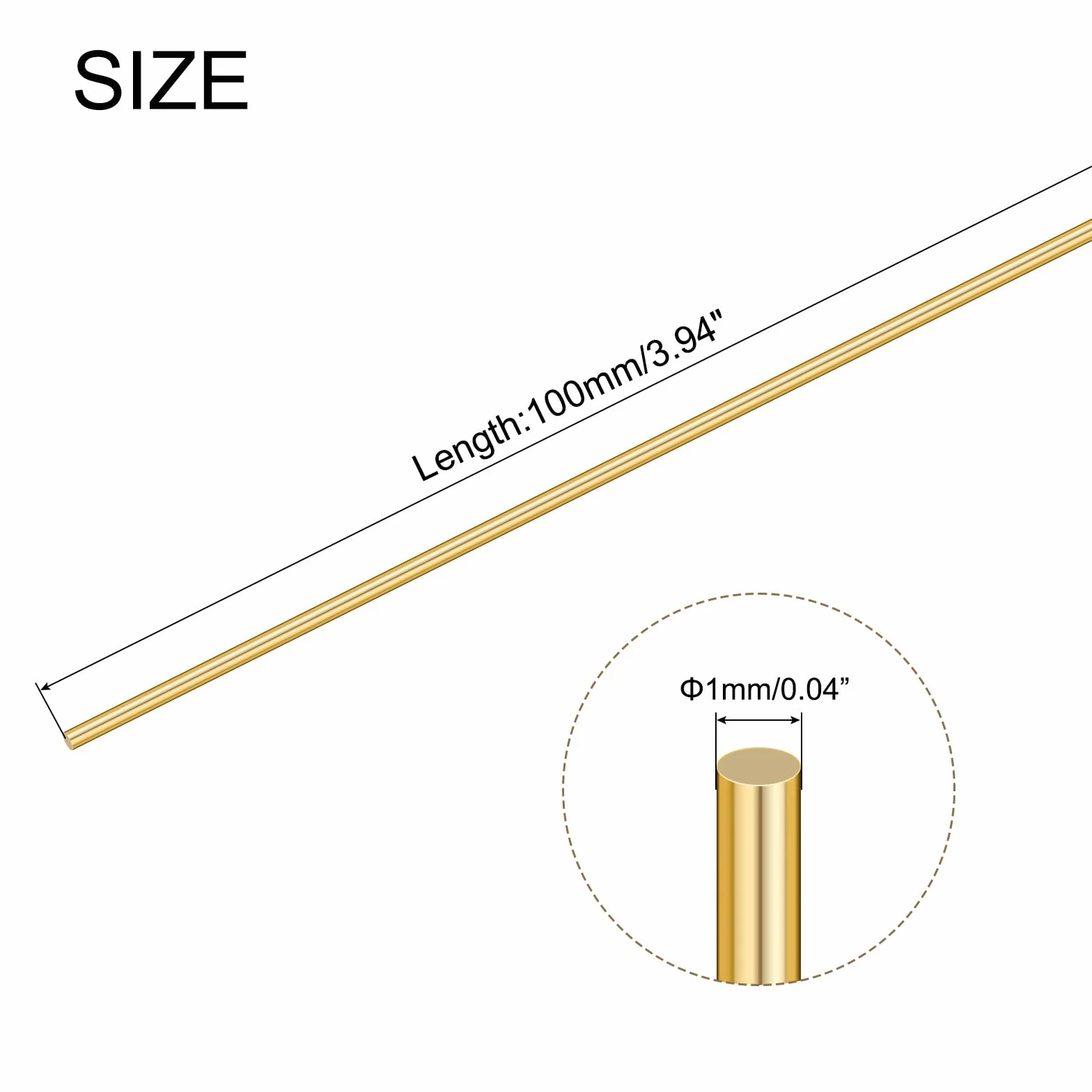 QUARKZMAN 8pz Ottone Aste 1mm x 100mm Rotondo Metallo Solido Albero Asta Tornio Barra Saldatura