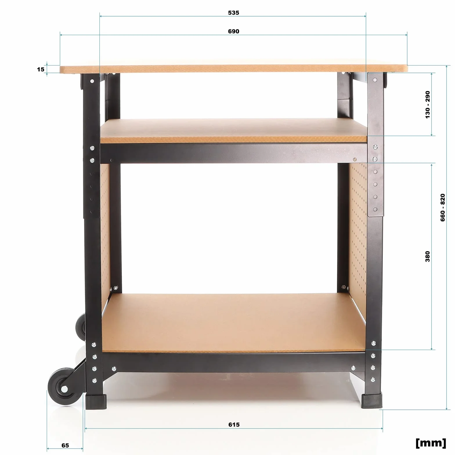 XPOtool Banco da lavoro portatile 68x50x66-82 cm Tavolo da lavoro con altezza regolabile e 2 ripiani