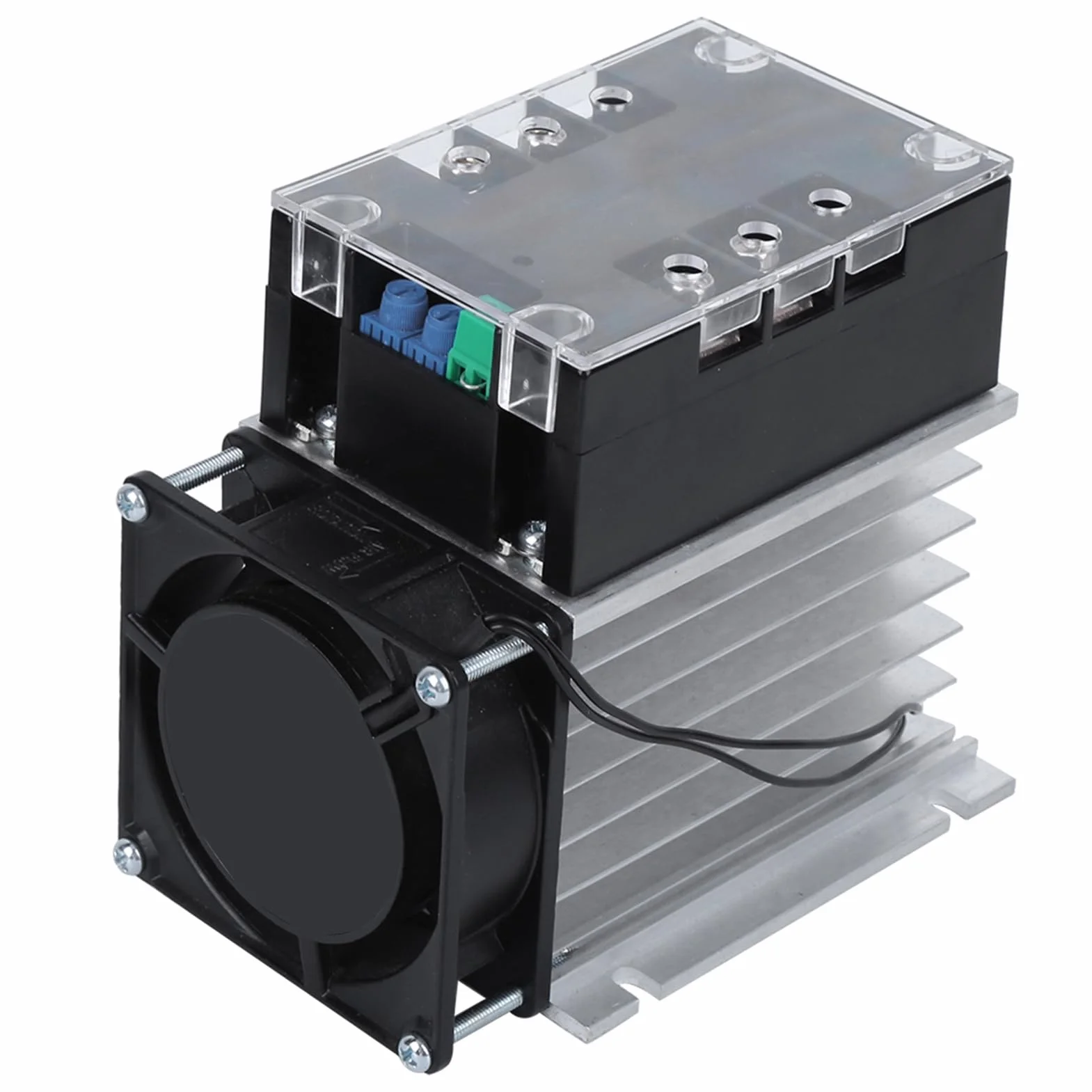 SSR-100WA-R (4KW) Scheda di Avviamento del Motore, Motorino di Avviamento Dolce Monofase a 2 Fasi Accessorio di Controllo Industriale Inferiore in Ottone per Pompa Dell'acqua(Modulo + radiatore)