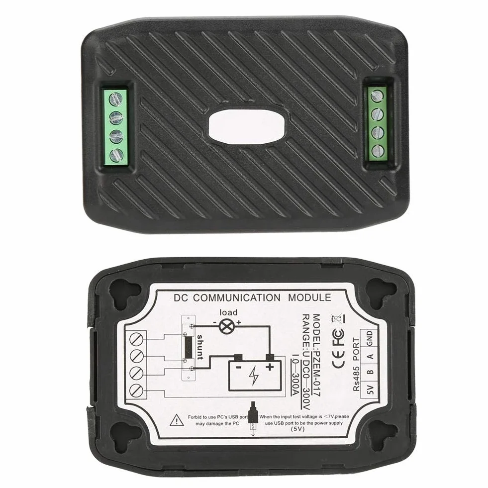 PZEM-017 Scatola di comunicazione CC Interfaccia Modbus 0-300V 300A Shunt Cavo USB Tensione Corrente Potenza Consumo energetico Misuratore(PZEM-017+50A+USB)