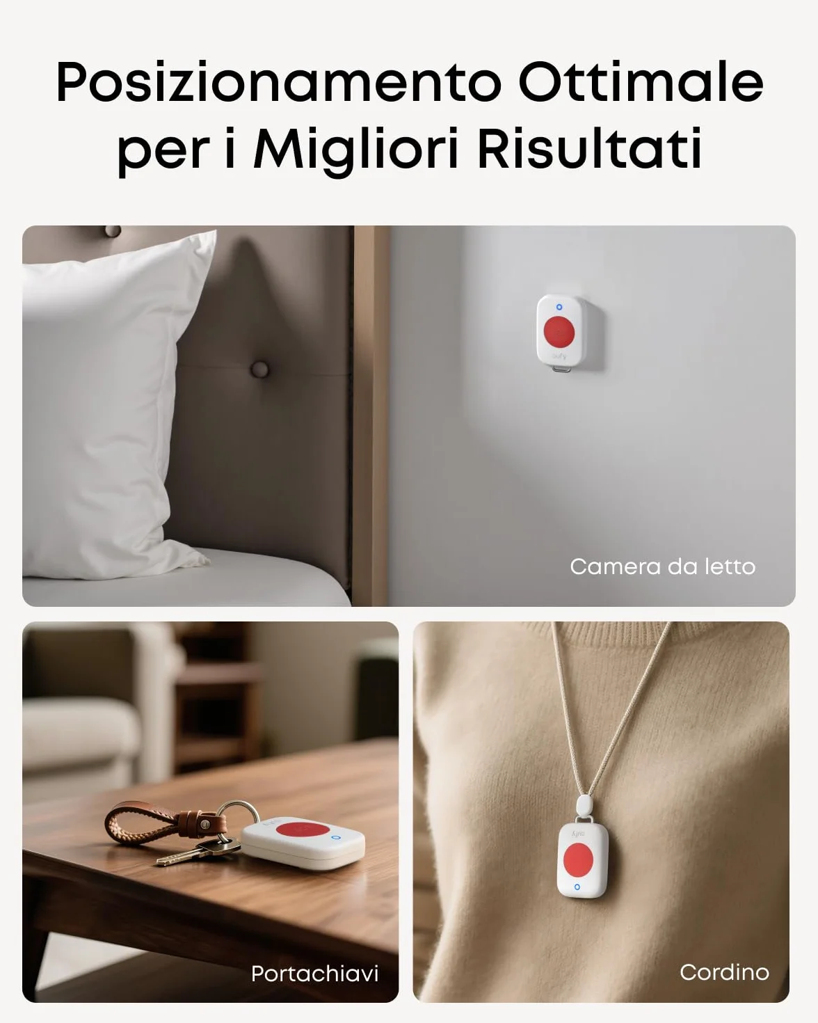 eufy E10 Pulsante Antipanico, Resistente alle Intemperie, Batteria a Lunga Durata, Più Opzioni di Trasporto. Richiede Versione UE di HomeBase 2, 3, Mini o Pro