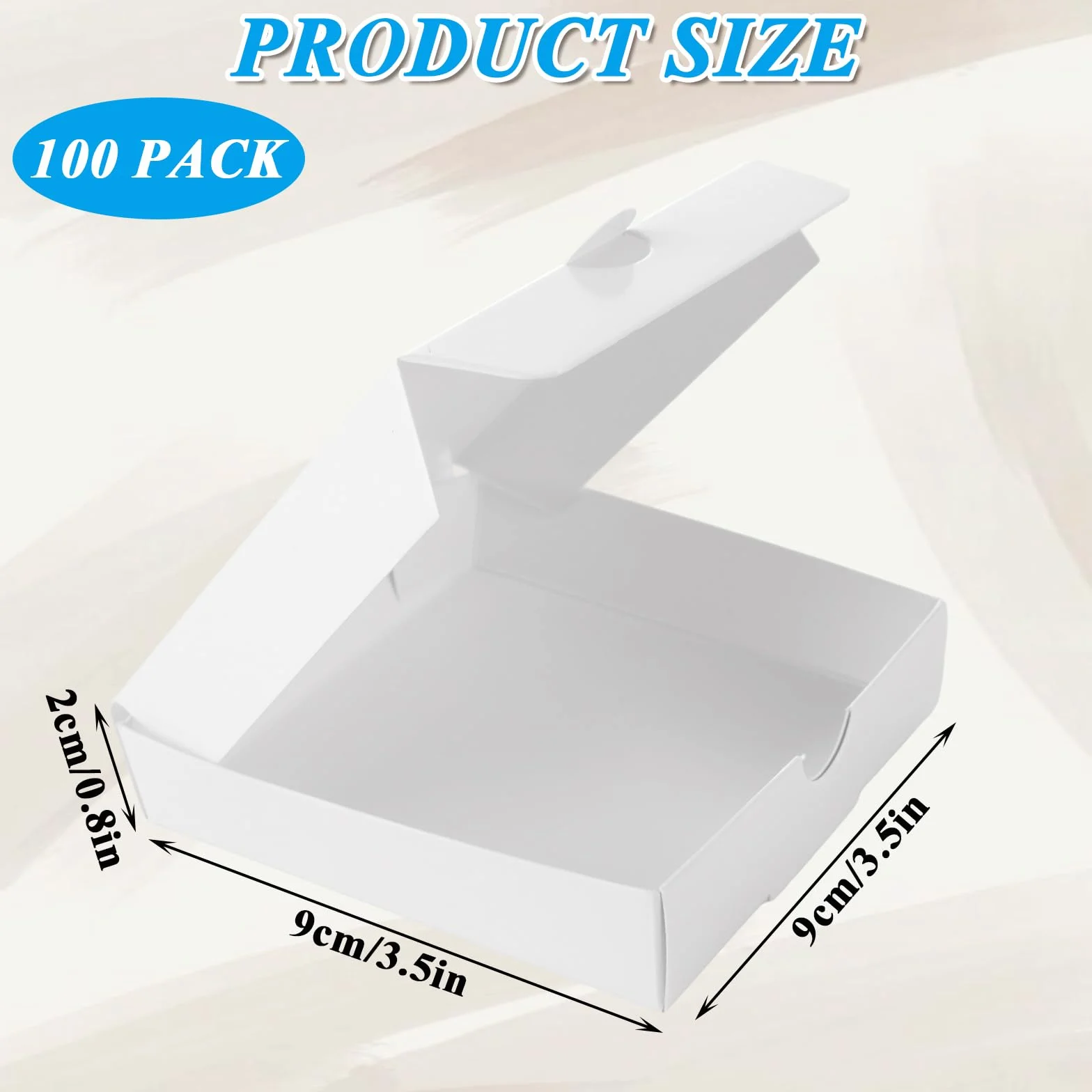 Confezione da 100 mini scatole per pizza 8,9 x 8,9 x 2 cm argilla bianche
