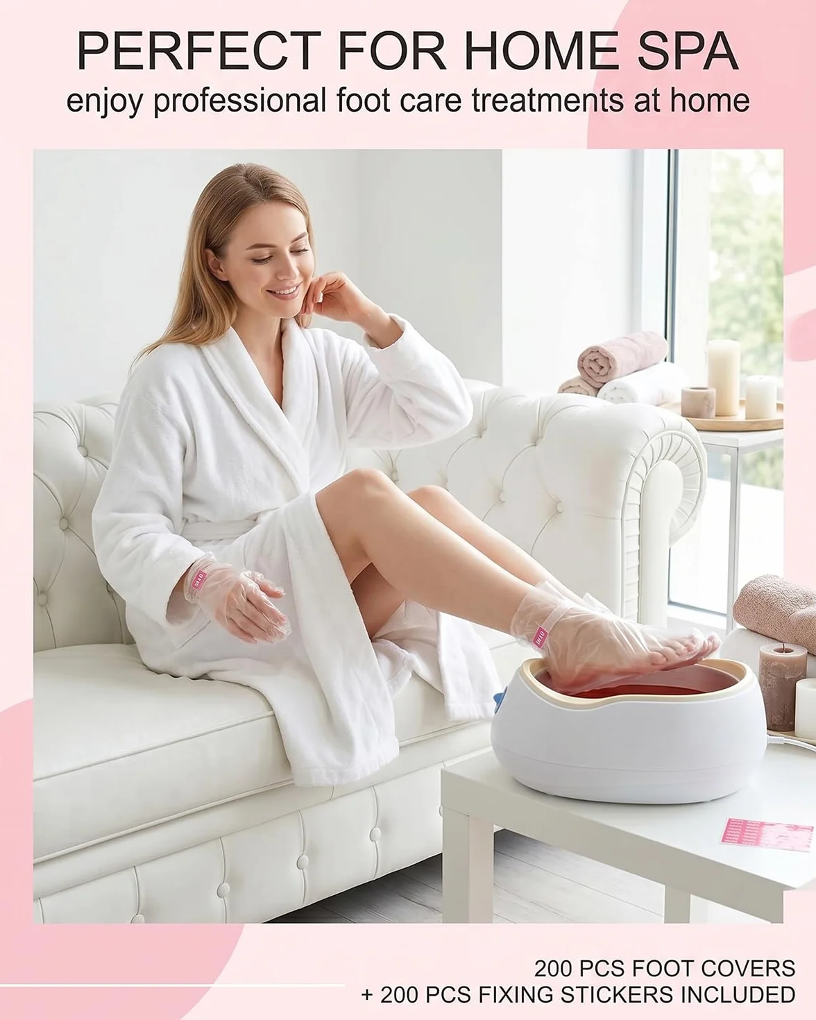 Fodere Monouso per Maschera Piedi 200 Pezzi con Adesivi | Calzari Trasparenti per Pedicure, Paraffina, Spa