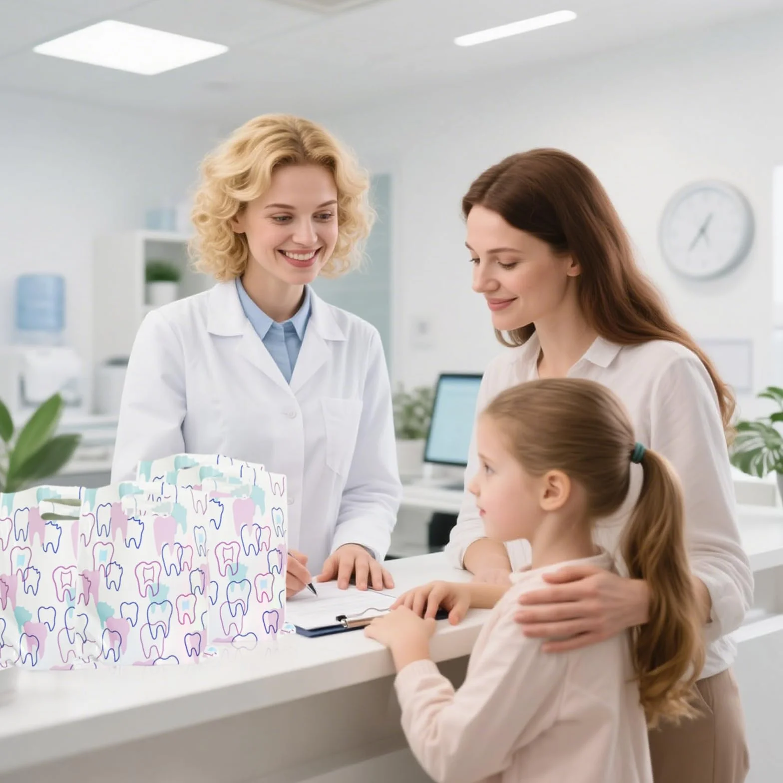 Sacchetti dentali con manici 21 x 24 cm, confezione da 50 per studi dentistici