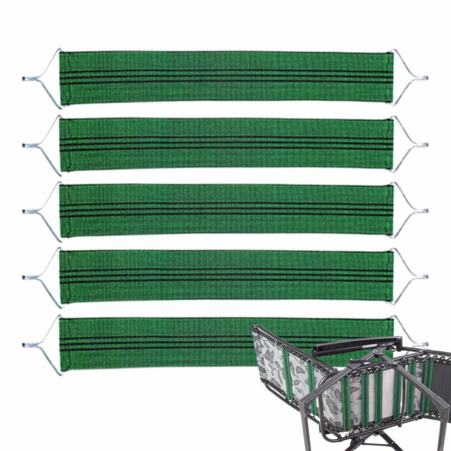 Set di 5 cinghie reclinabili in tessuto di ricambio per poltrone da salotto rinforzate, resistenti cinghie elastiche per esterni, patio, spiaggia, giardino, prato