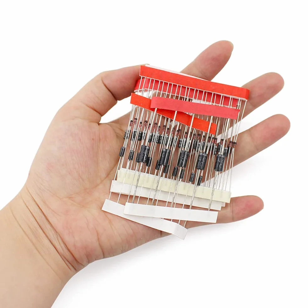 DollaTek 100Pcs Set 8 Values Rectifier Diode Assortment Kit for Arduino 1N4148 1N4007 1N5819 1N5399 FR107 FR207 1N5408 1N5822