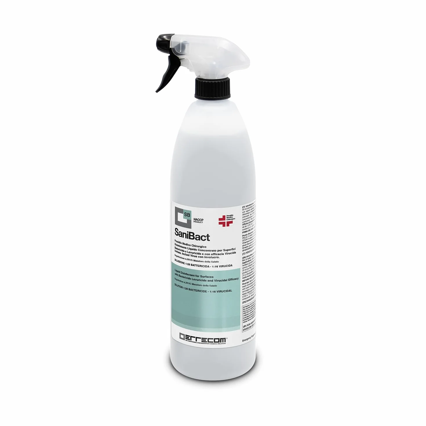 Errecom SaniBact Disinfettante Concentrato per Superfici Battericida Virucida Levuricida 1 L