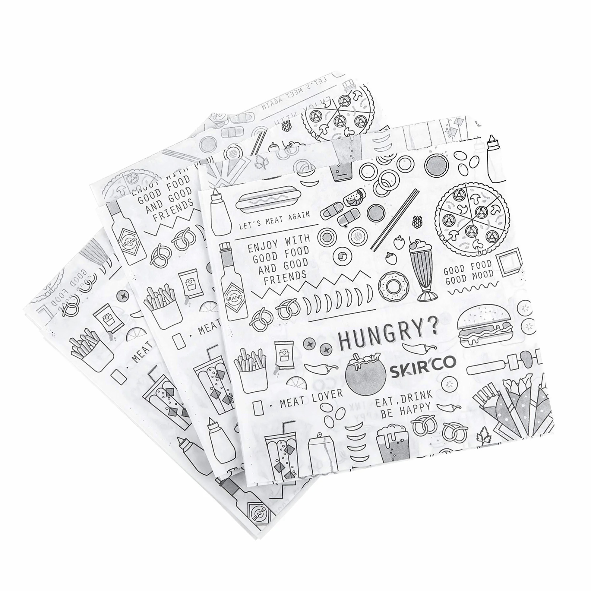 SKIR’CO - Sacchetti per fast food 15 x 15 cm, sacchetti per panini, involucri per alimenti e snack, resistenti ai grassi, 350 pezzi