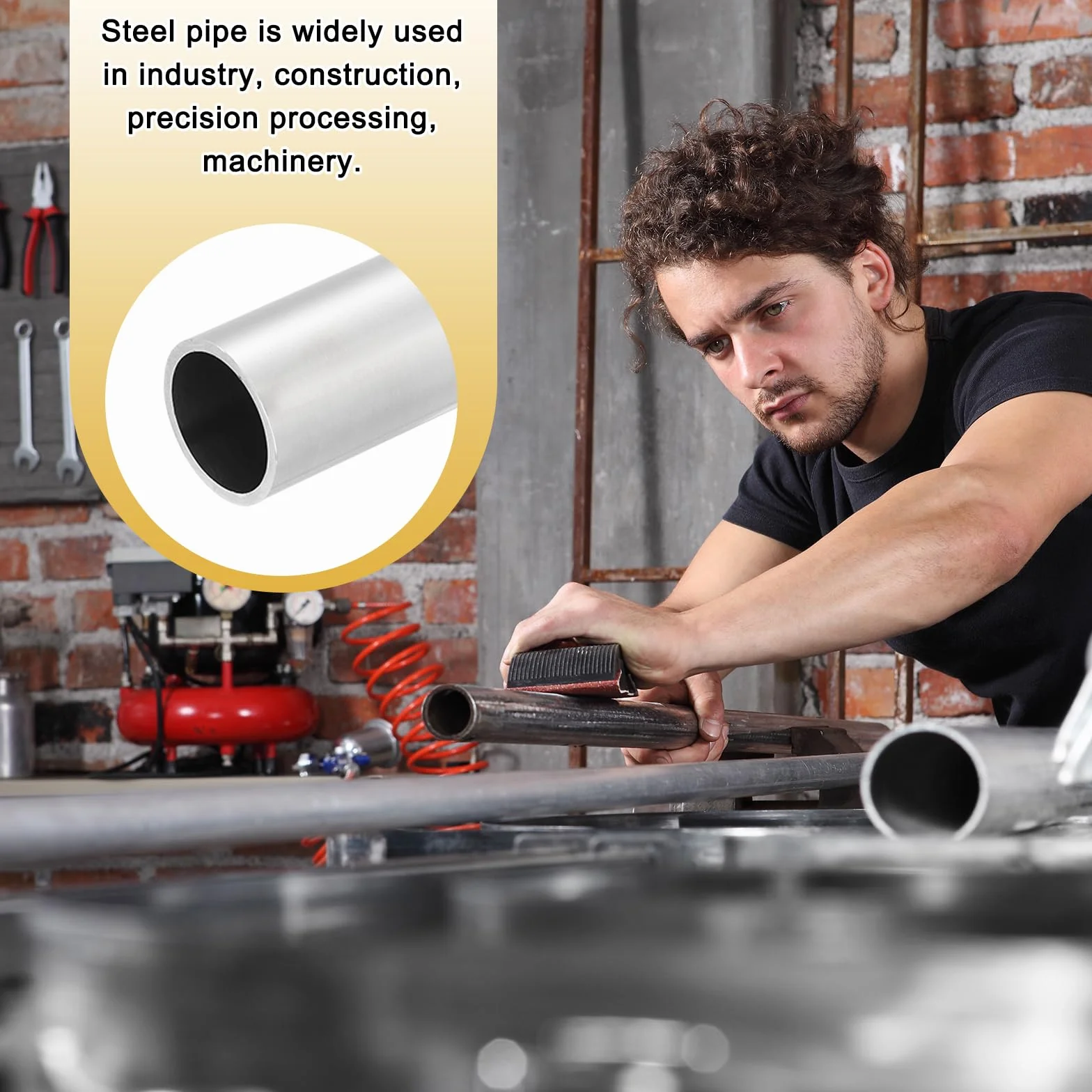sourcing map 1 tubo in acciaio inossidabile 304, diametro esterno 14 mm, spessore della parete 0,5 mm, lungo 254 mm, tubo metallico rotondo in acciaio per macchinari industriali, decorazione domestica