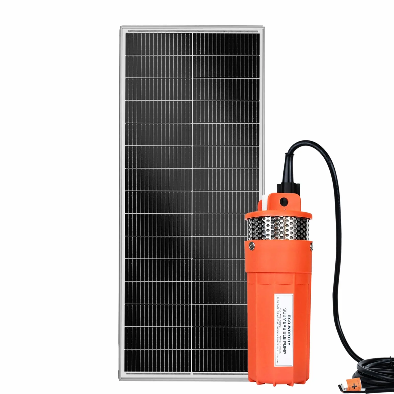 Pompa a Pozzo Solare, Set Pompa per Pozzo Profondo Solare 100W, Pompa Sommergibile 12V (96W) con Pannello Solare 100W per Irrigazione e Pompaggio Acqua