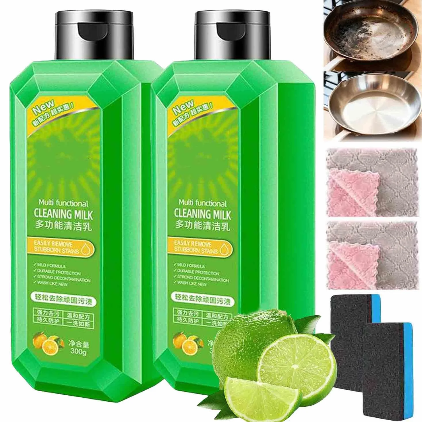2Pcs Cleaning Milk House Cleaner,Powerful Multifunctional Concentrated Cleansing Lotion, Effectively Remove Stains And Dirt On Various Surfaces, For Household Kitchen