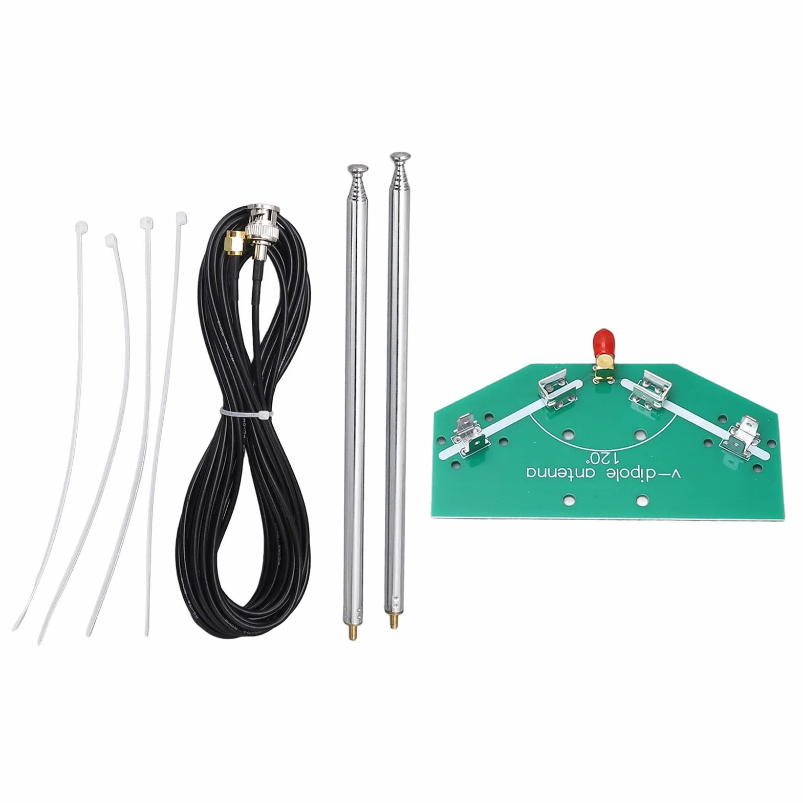 Antenna Dipolo Telescopica V Lunghezza 97 Cm Frequenza Regolabile 78M-415 MHz Interfaccia SMA Femmina Contatti in Lega D'argento per Applicazioni Aeronautiche