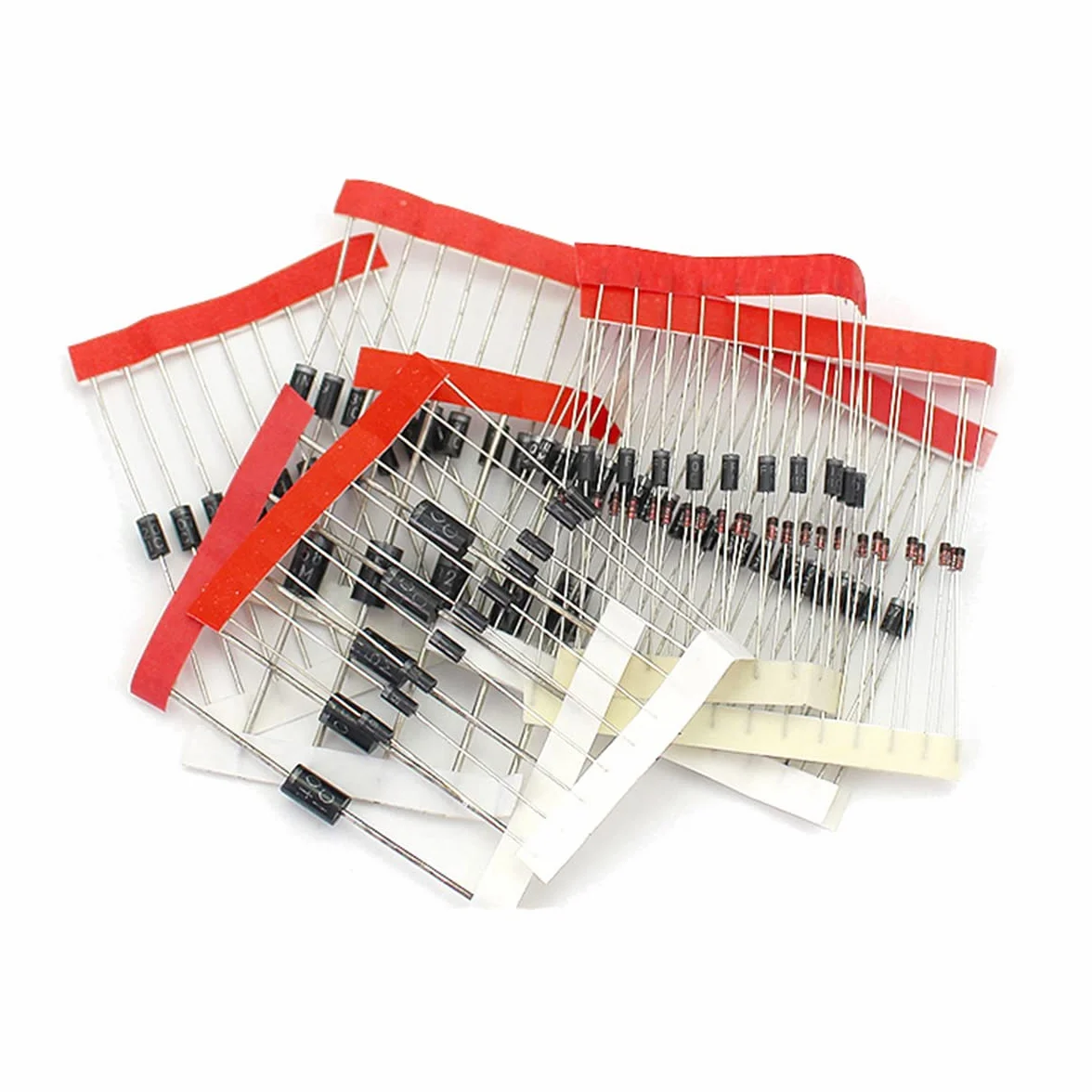 Hailege Kit 100 sztuk diod Schottky prostowniczych 8 wartości 1N4148 1N4007 1N5819 1N5399 1N5408 1N5822 FR107 FR207