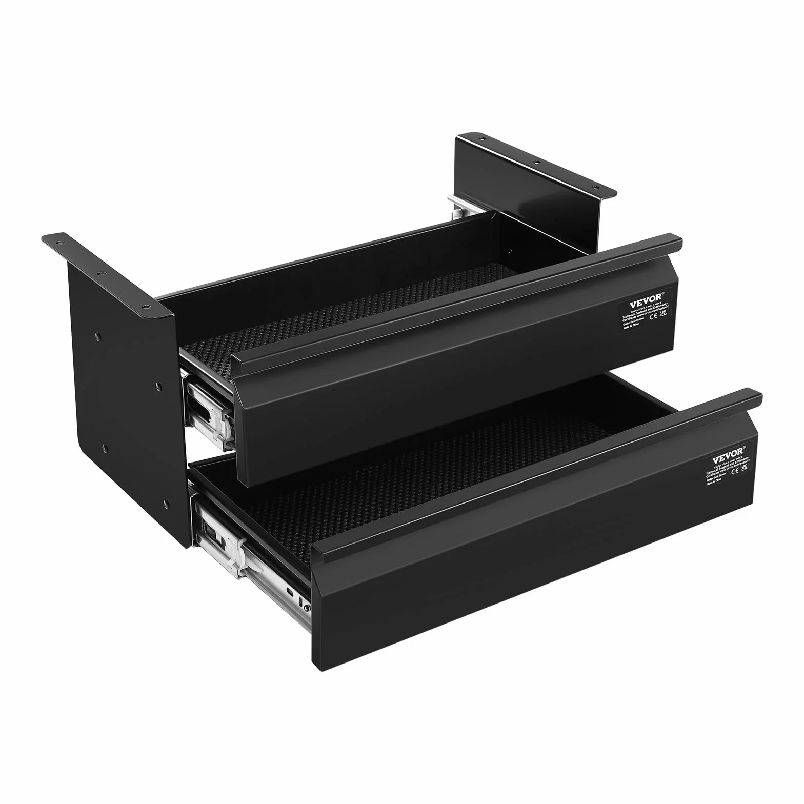 VEVOR Cassetto Estraibile Sotto Scrivania 457 x 227 x 200 mm Organizzatore Nascosto per Riporre Oggetti 2 Strati, Cassetto Portapenne Sotto Tavolo, per Postazioni di Lavoro Domestiche Sit Stand, Nero